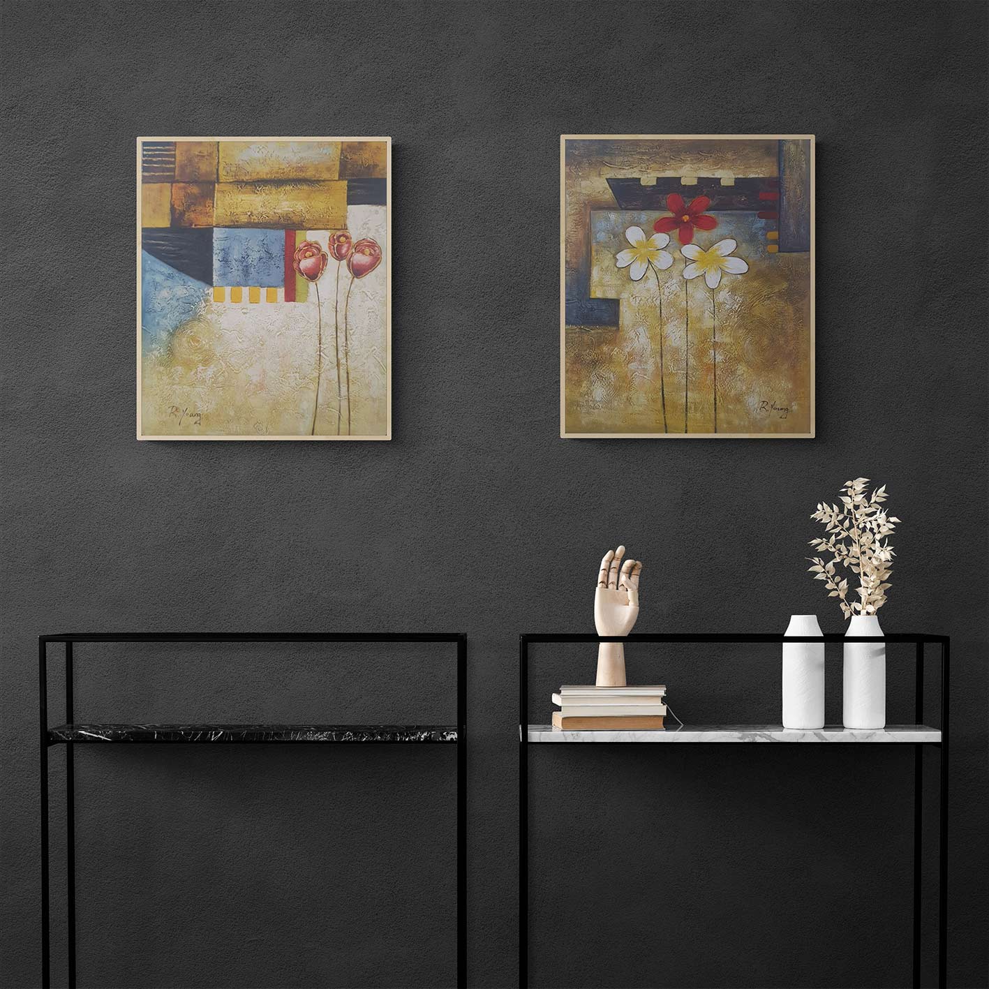 Cuadro Diptico Florecillas  50x60 cm [2 piezas]