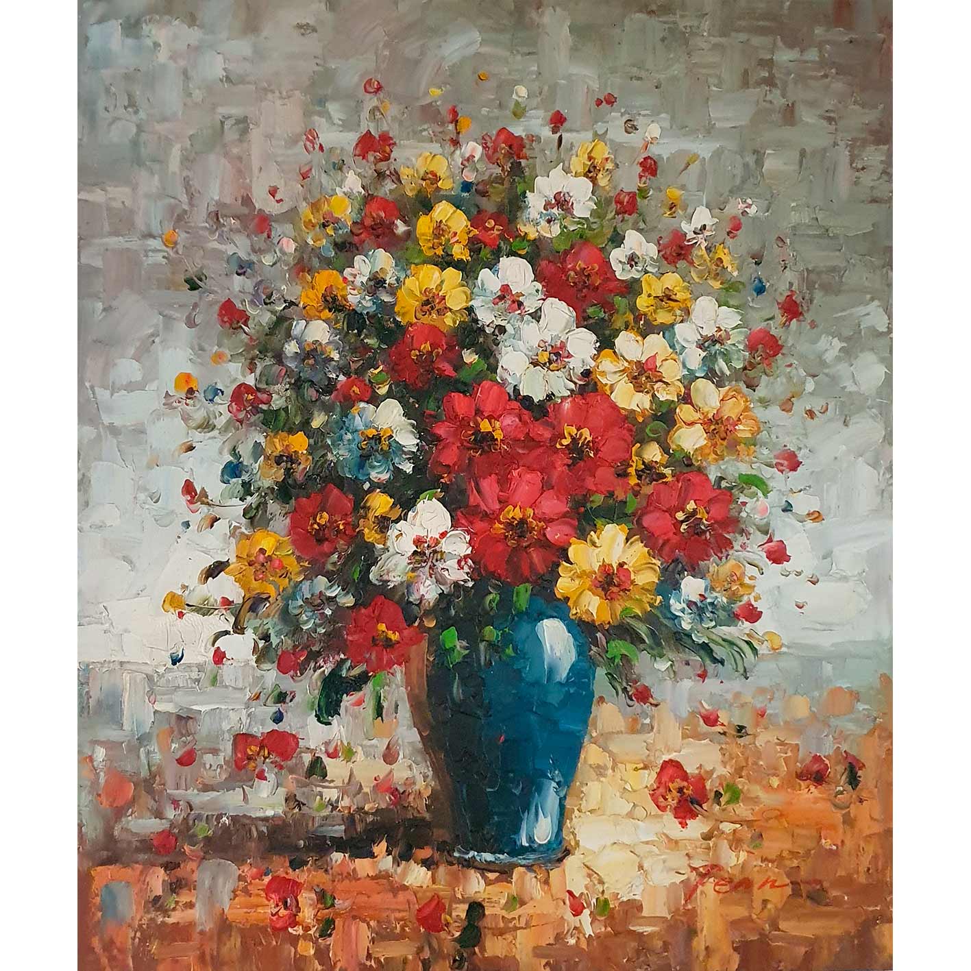 Set de dos cuadros florales pintados a mano para cocina