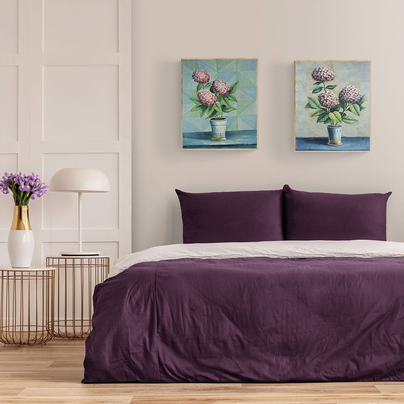 Cuadro Díptico Hortensias 50x60 [2 piezas]