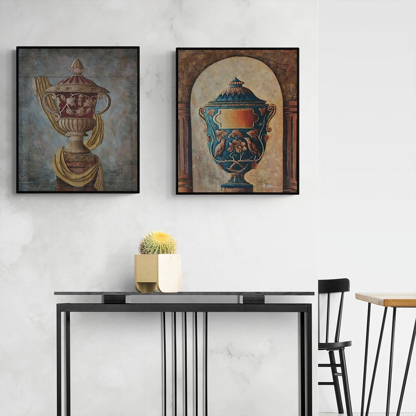 Cuadro Diptico Jarron Relieve III 50X60 cm [2 piezas]