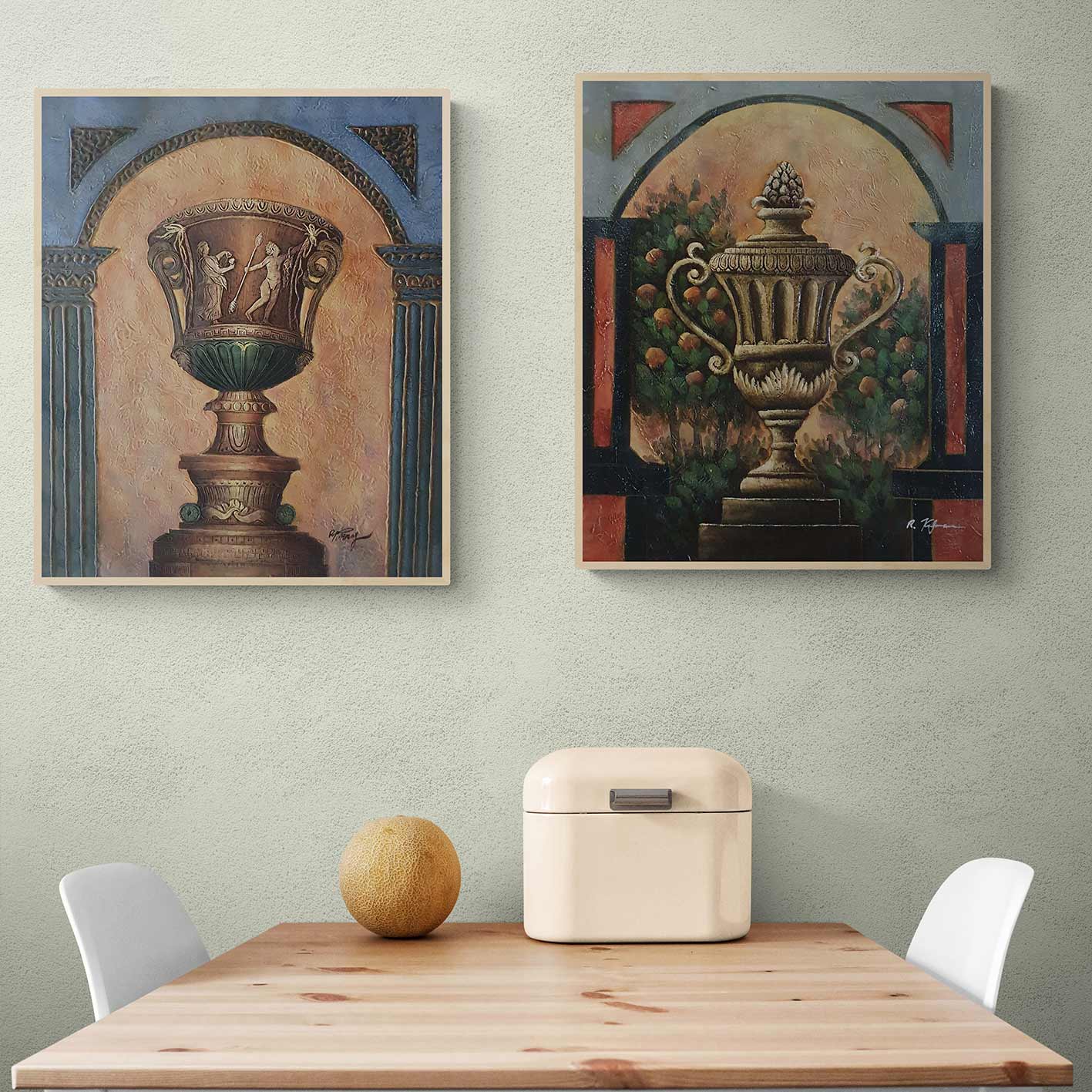 Cuadro Diptico Jarron Relieve IV  50X60 cm [2 piezas]