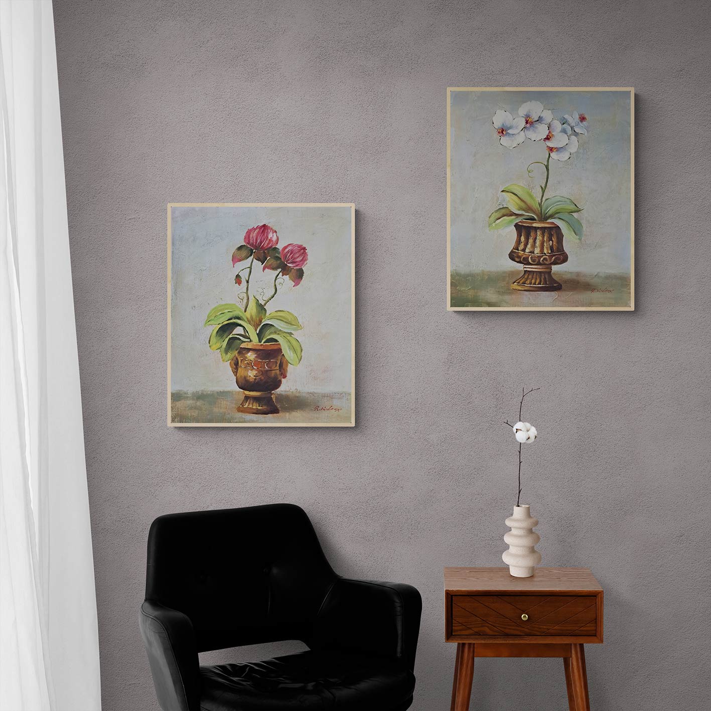 Cuadro Diptico Jarrones 50X60 cm [2 piezas]