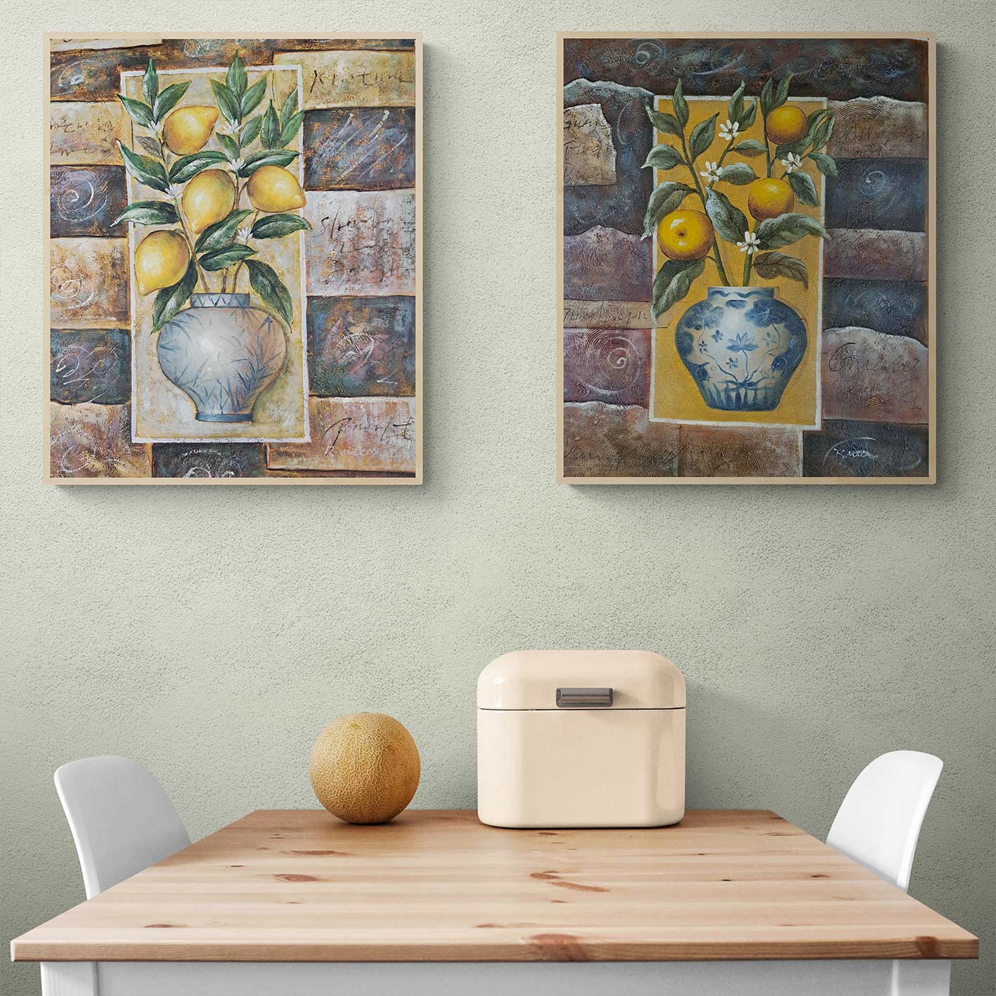 Cuadro Diptico Limones Naranjas 50X60 cm [2 piezas]