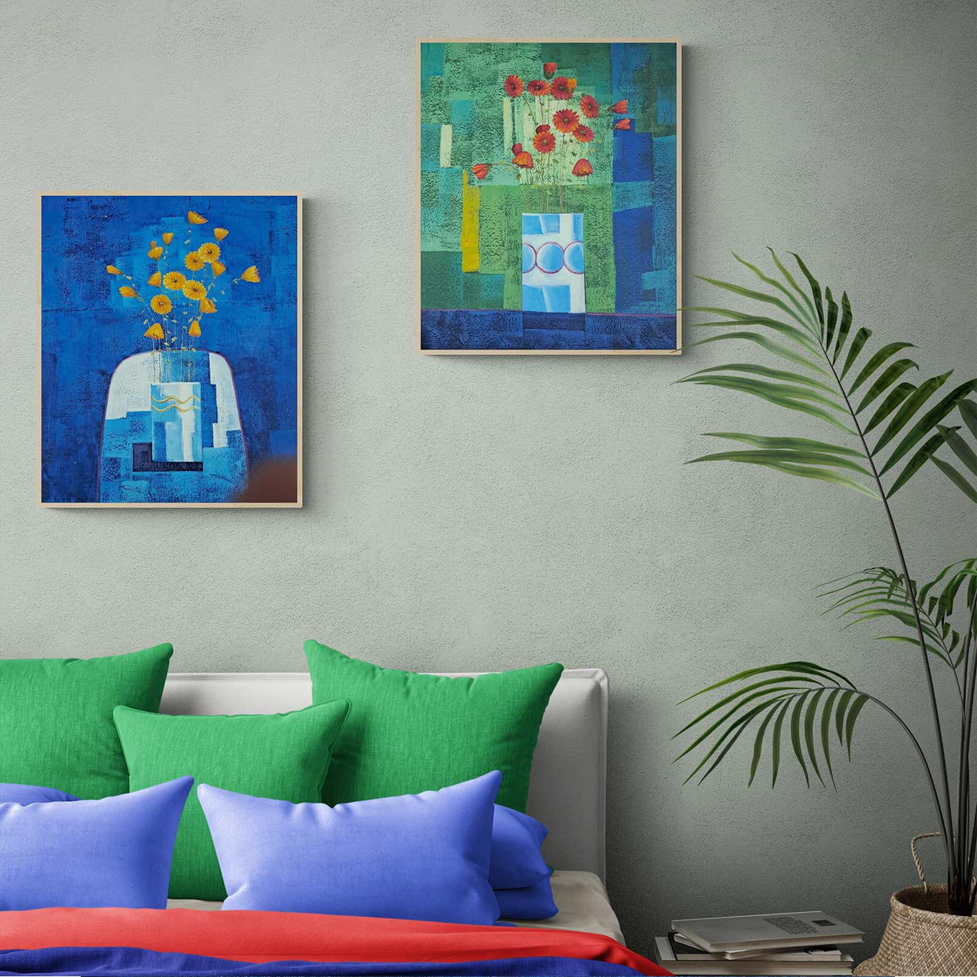 Cuadro Diptico Margaritas 50X60 cm [2 piezas]