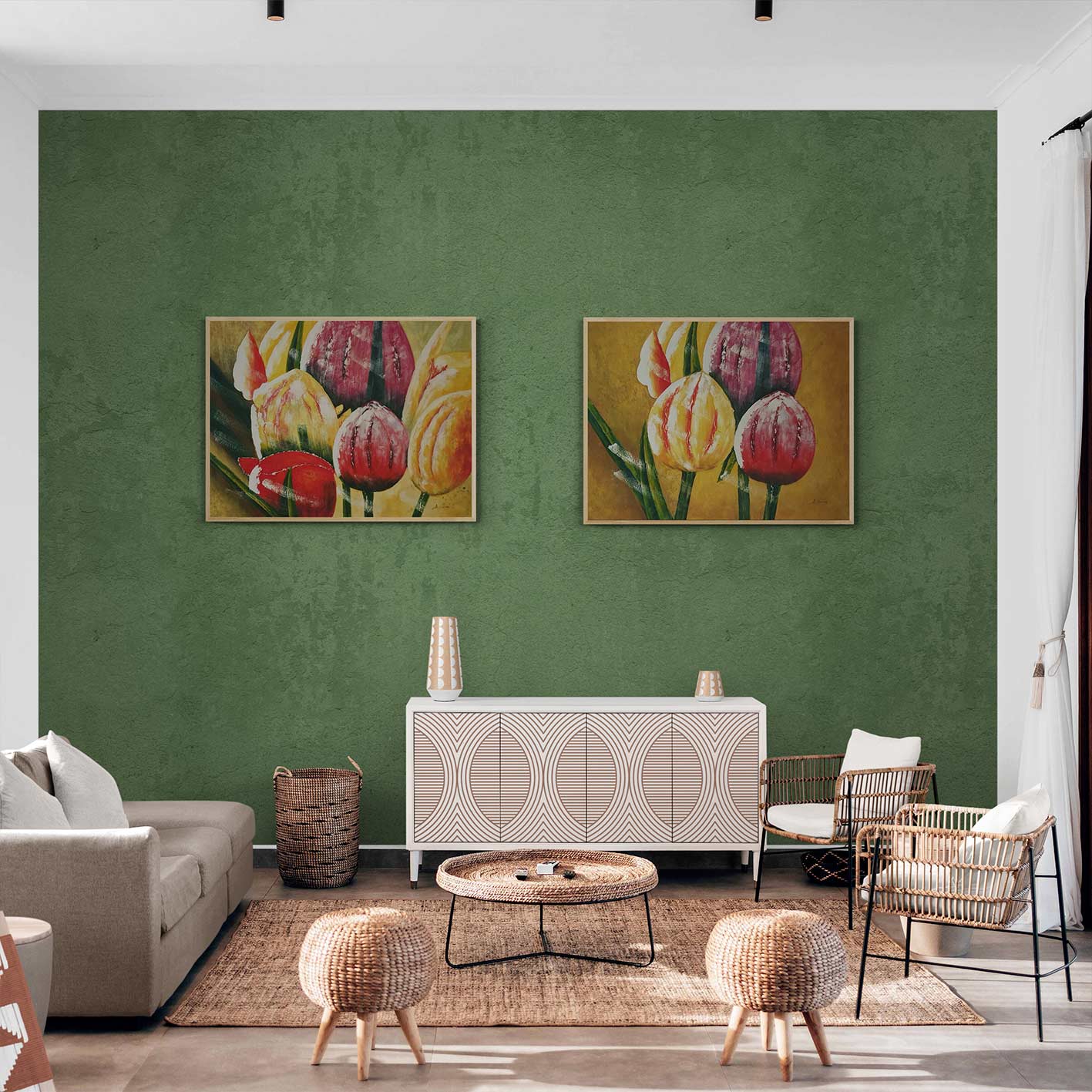 Cuadro Diptico Tulipanes Grandes 120x90 cm [2 piezas]
