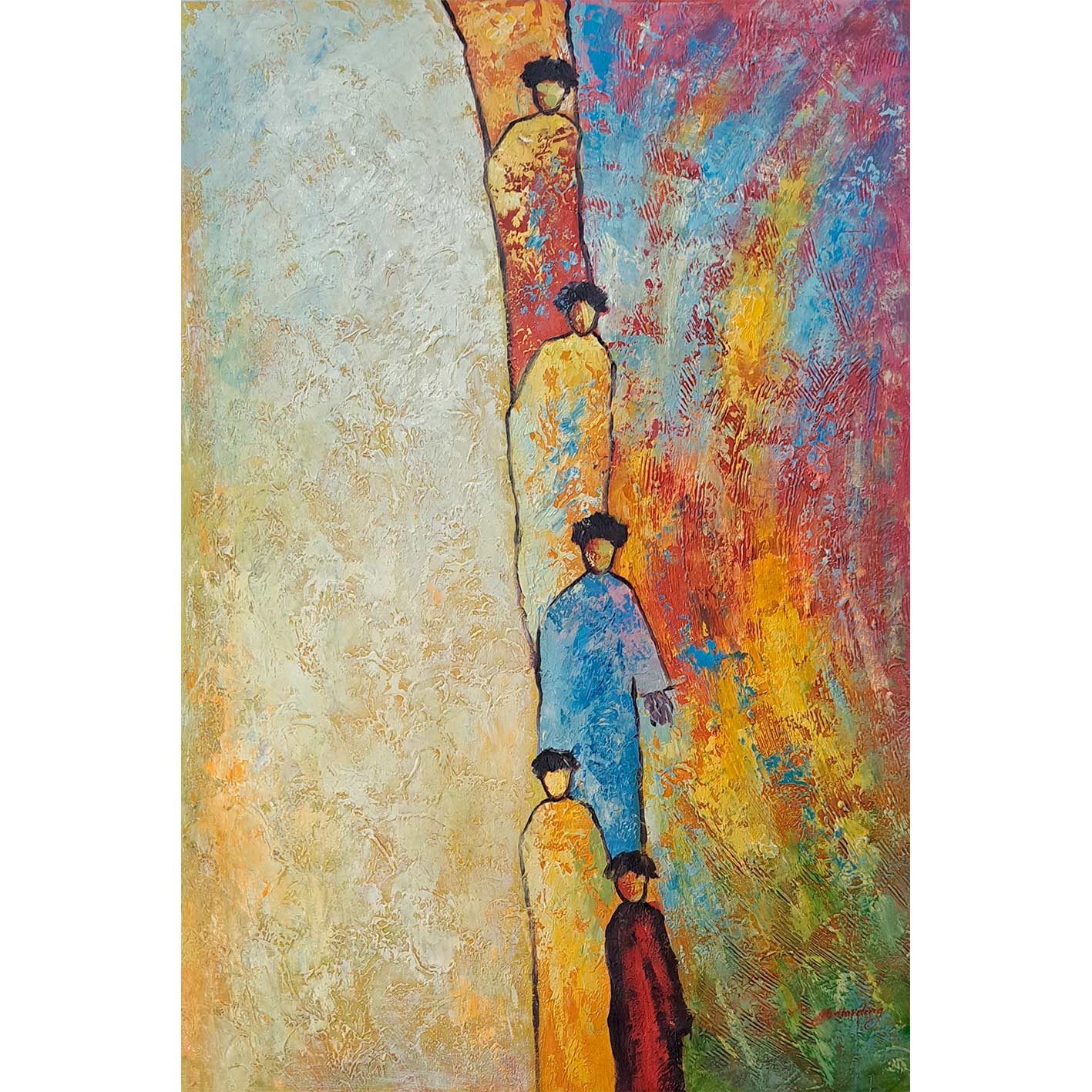 Cuadro Figuras Marcha II  90x60 cm