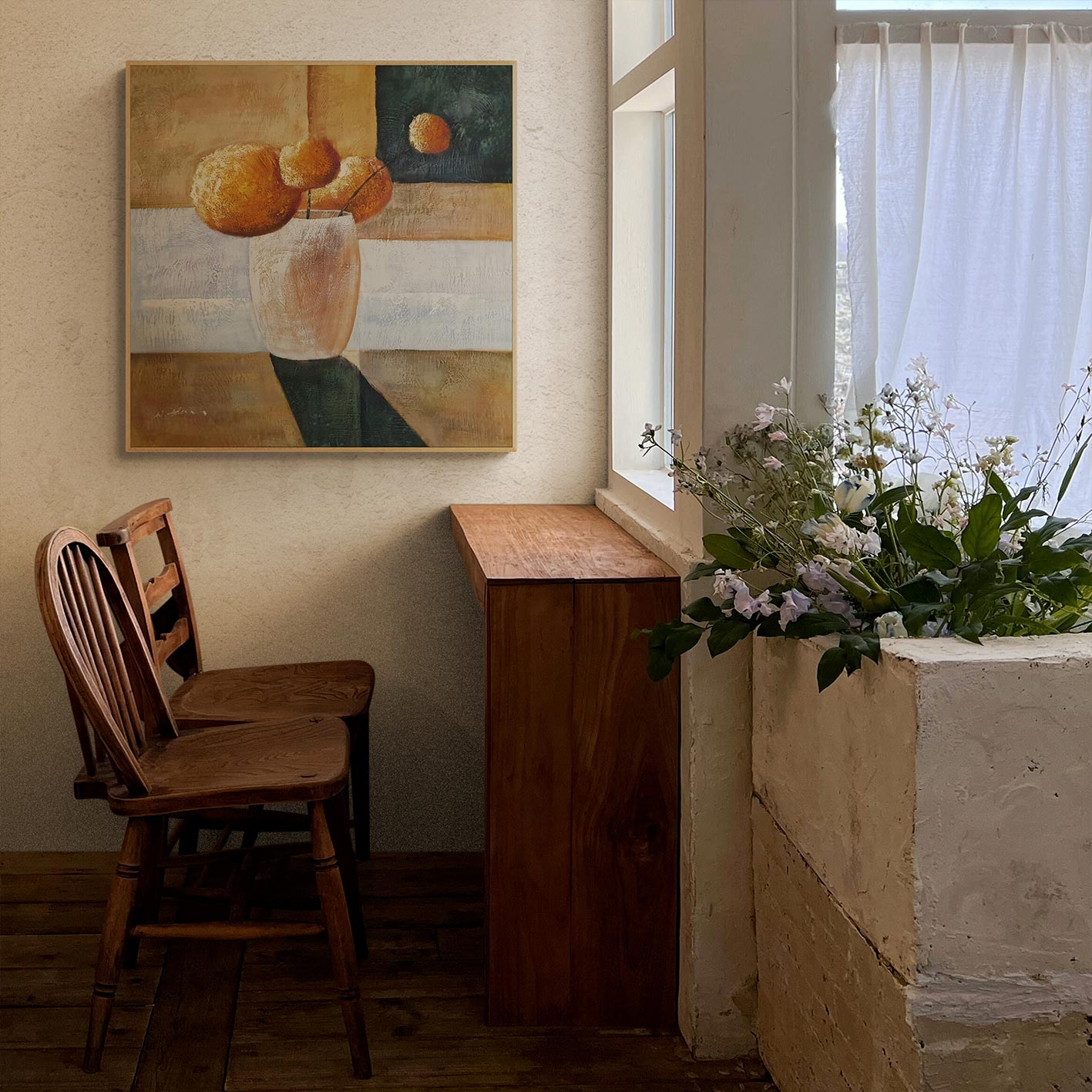 Cuadro Flores Deseo II  80x80 cm