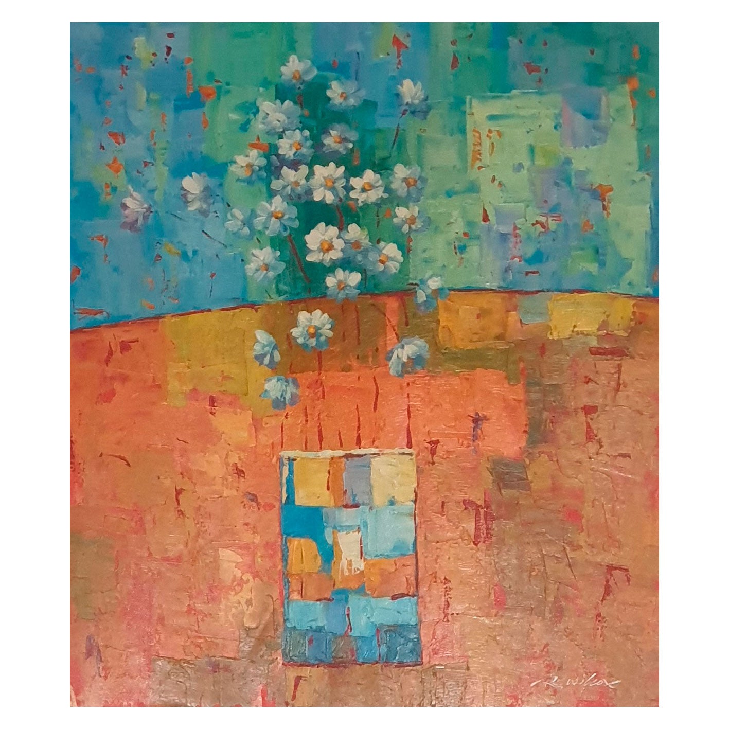 Cuadro Flores Jarron Cuadrado  50x60 cm