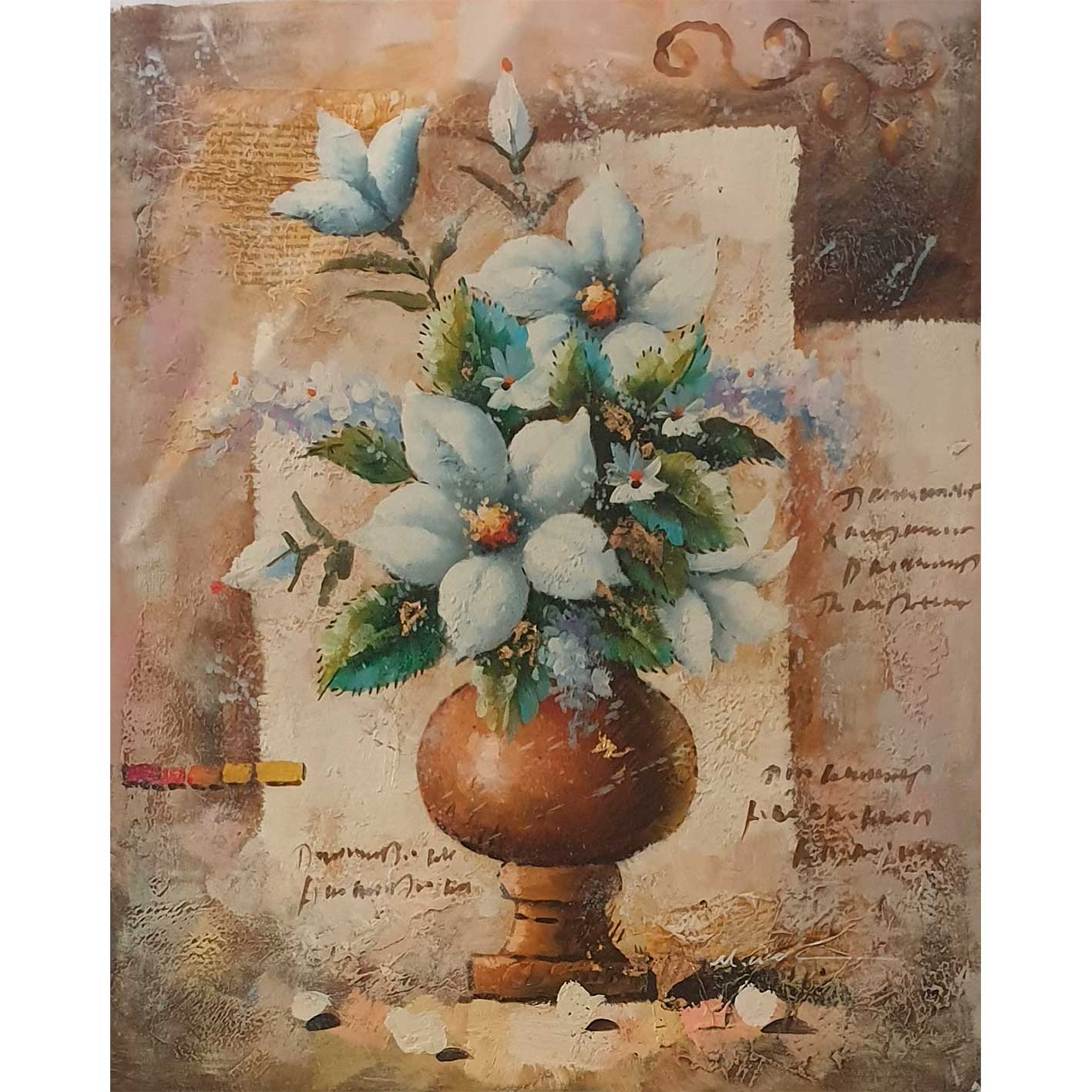 Cuadro Flores Jarron Decorativo  50x60 cm