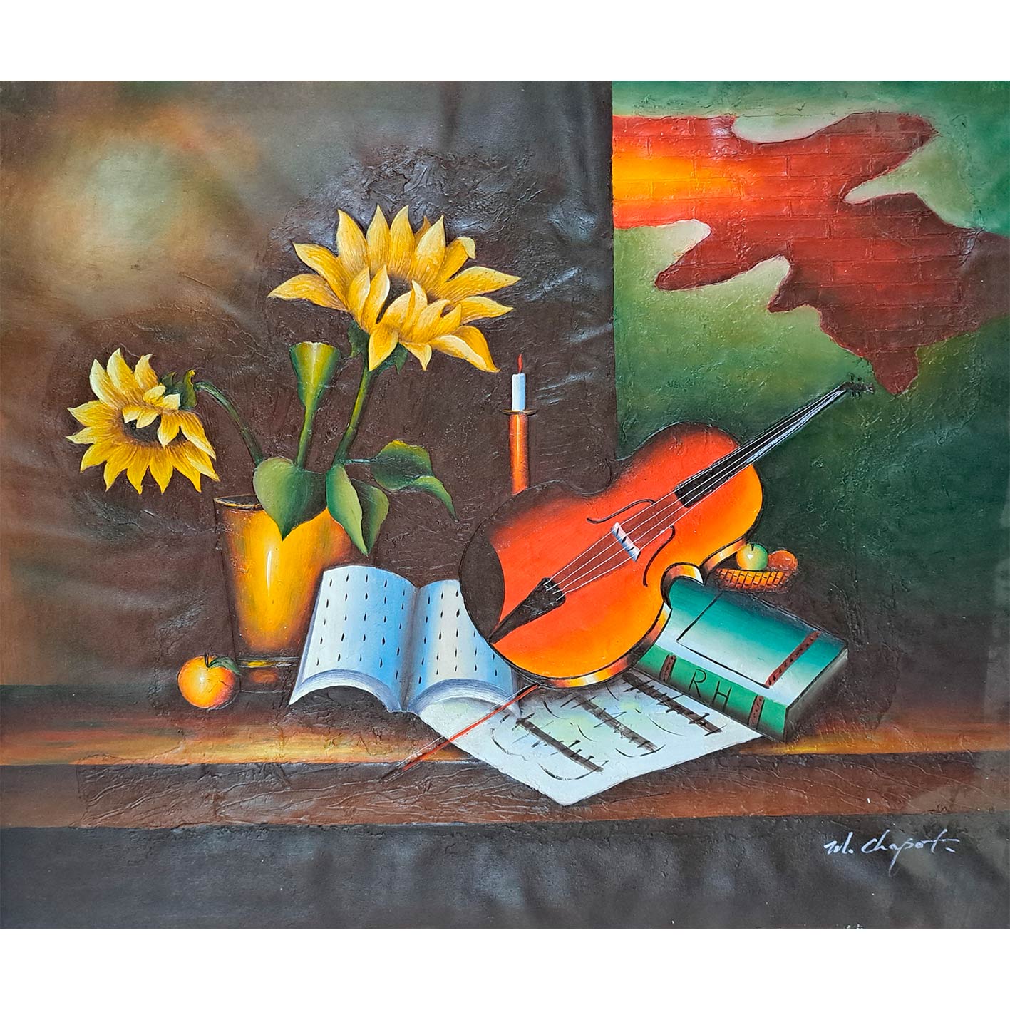 Cuadro Girasoles Violin 60x50 cm