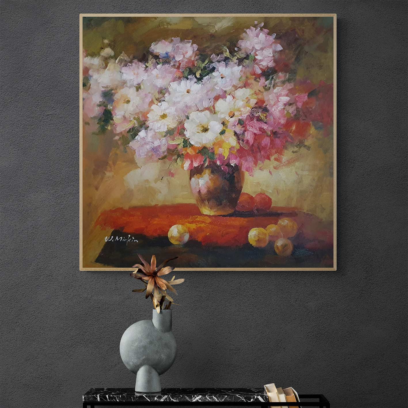 Cuadro Jarron Flores 80x80 cm