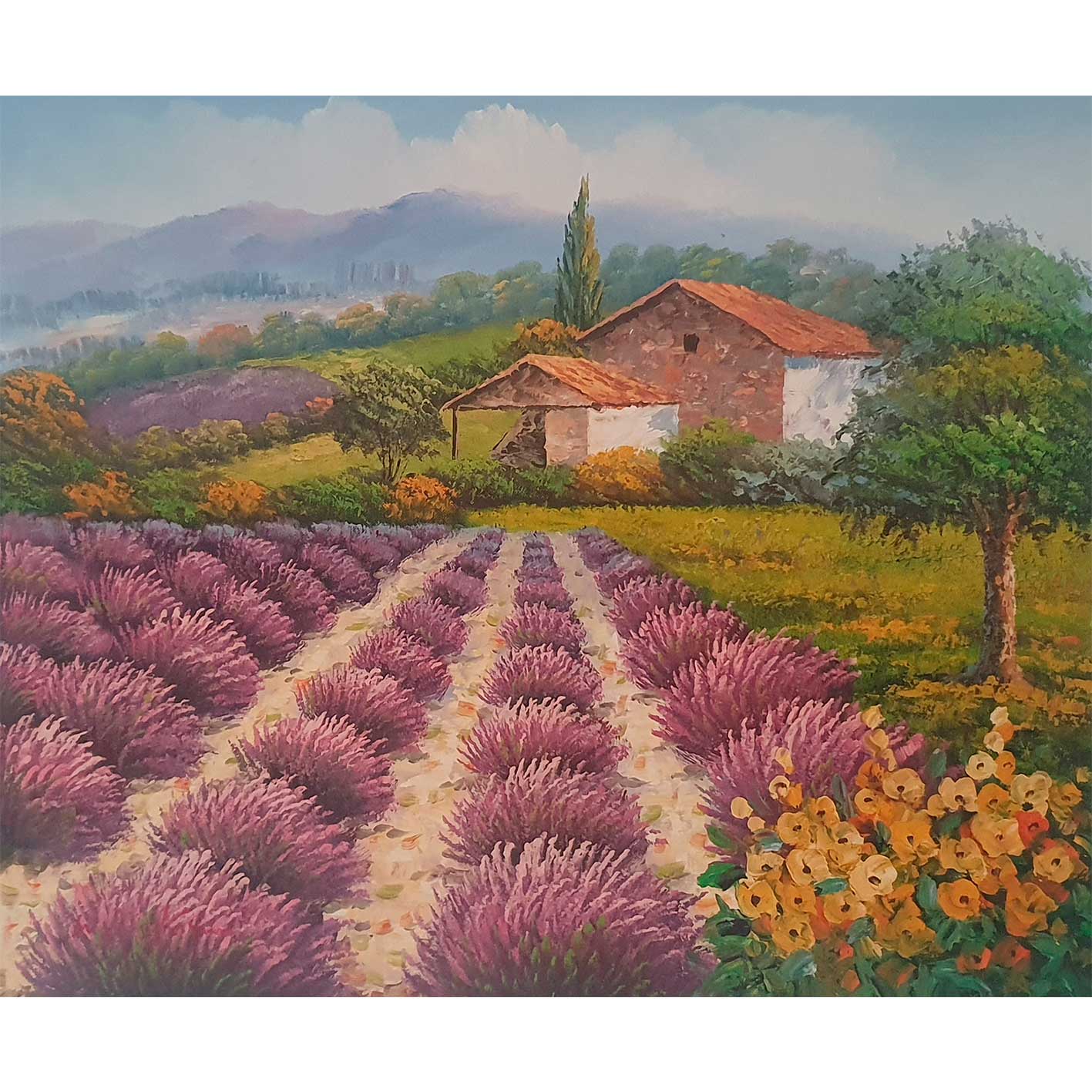 Cuadro Lavanda Cabaña 60x50 cm