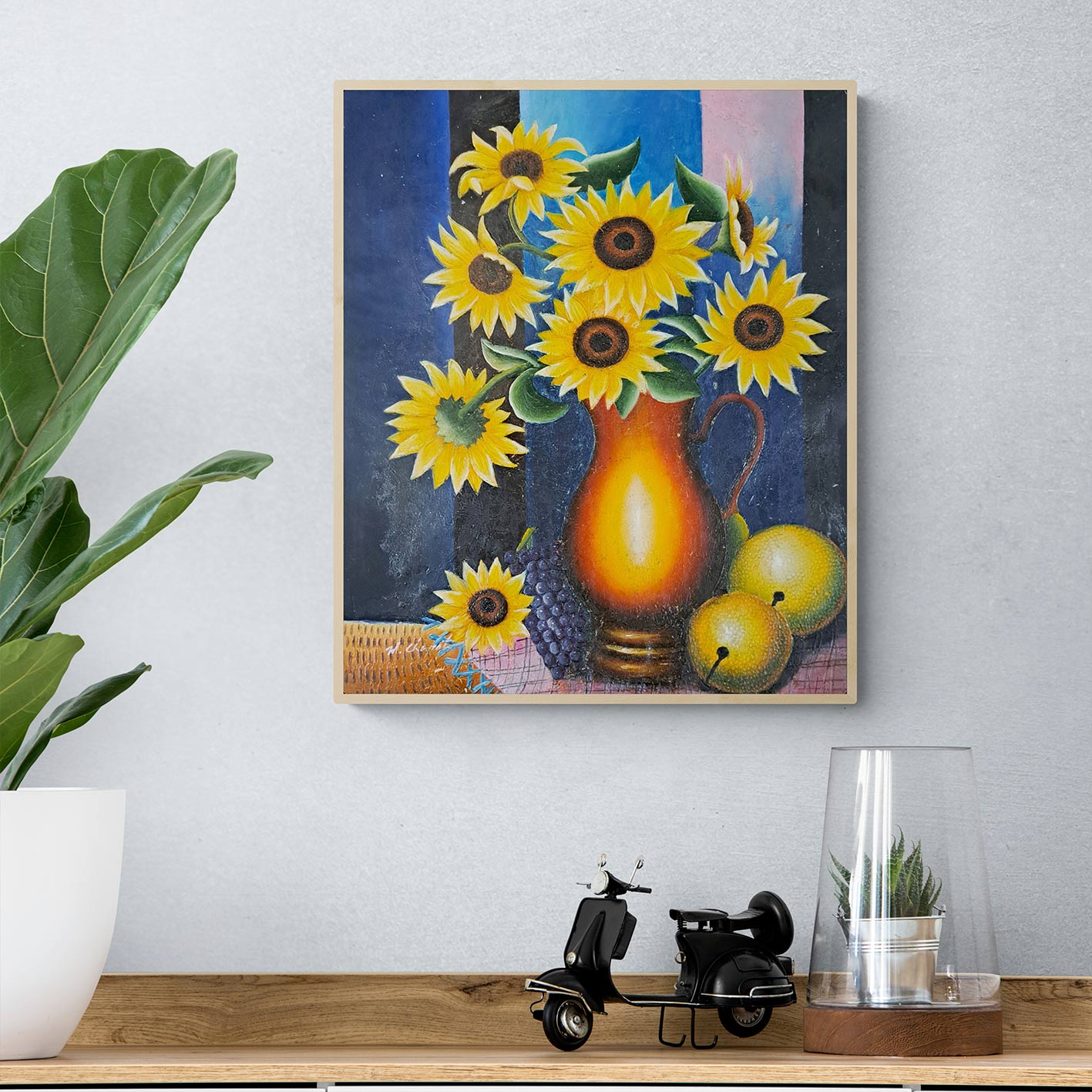 Cuadro Jarron Girasoles 50x60 cm