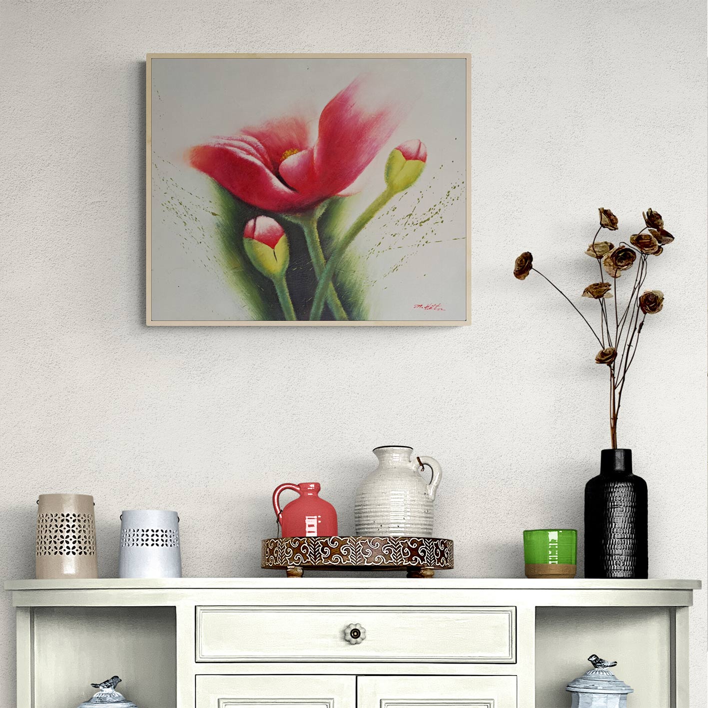 Flor deseo Roja 60x50 cm