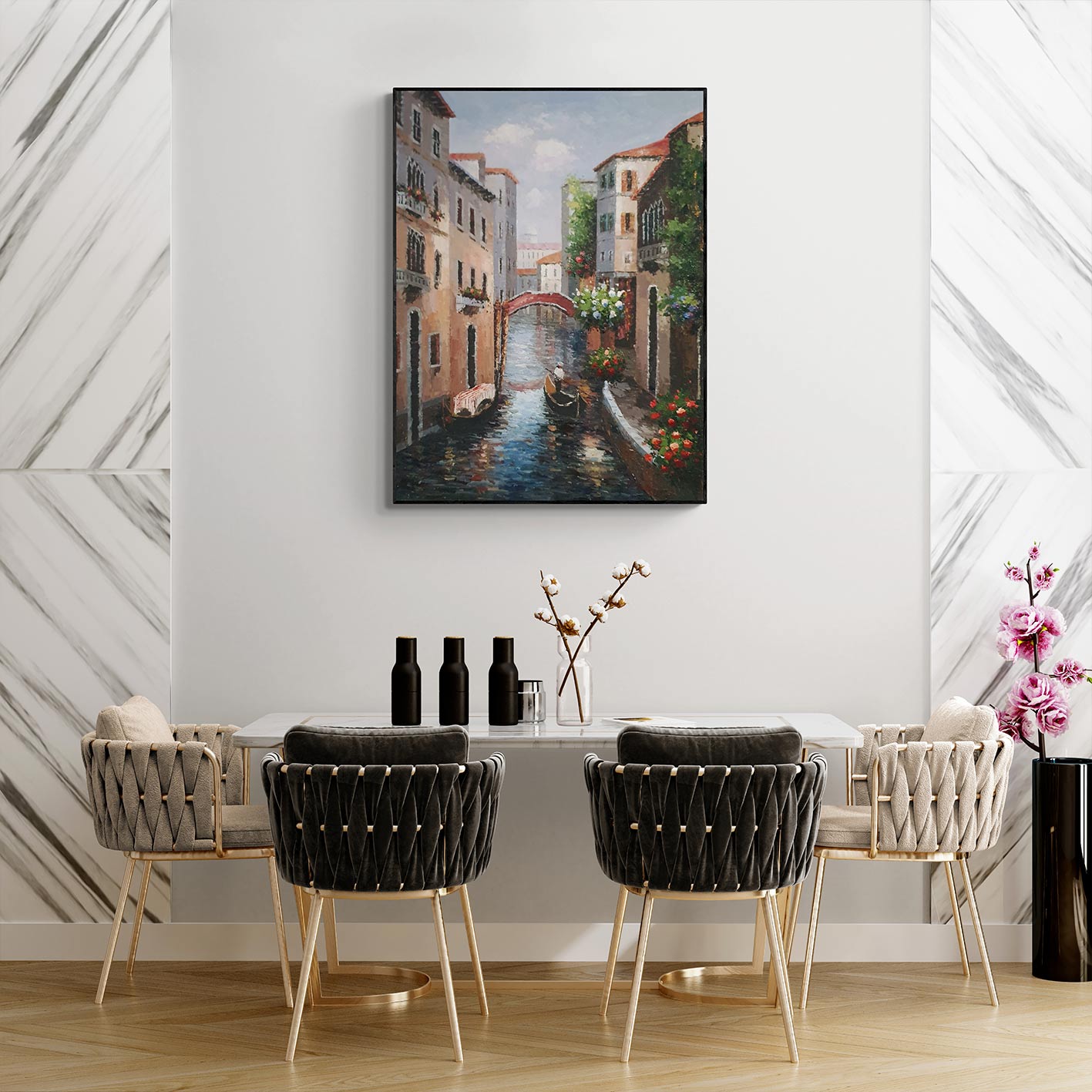 Cuadro Oleo Lienzo  Veneciano Puentes 90x120 cm