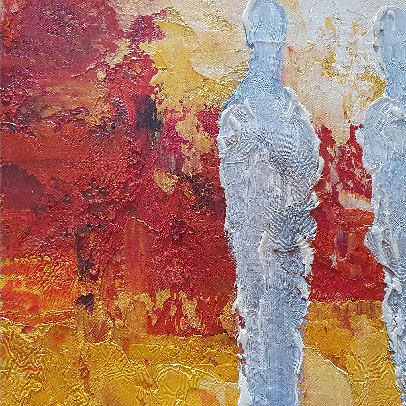 Cuadro abstracto rojo y amarillo