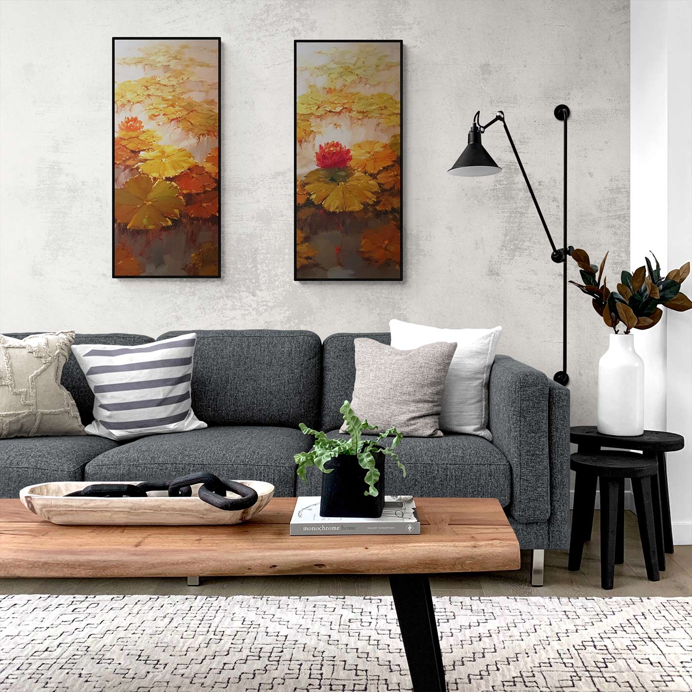 Cuadro Pareja Nenufares 40x90 cm [2 piezas]
