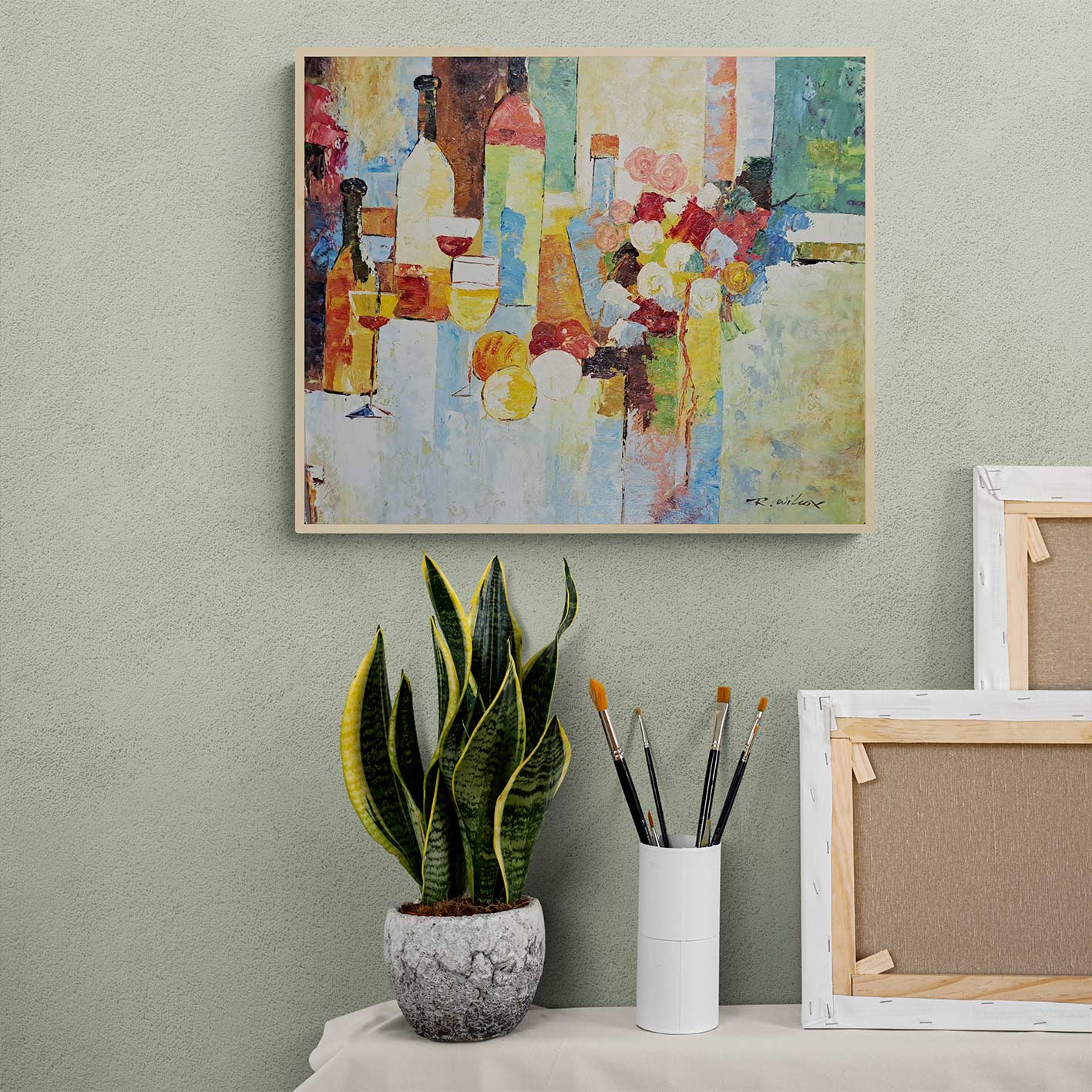 Cuadro Flor Vino 60x50 cm