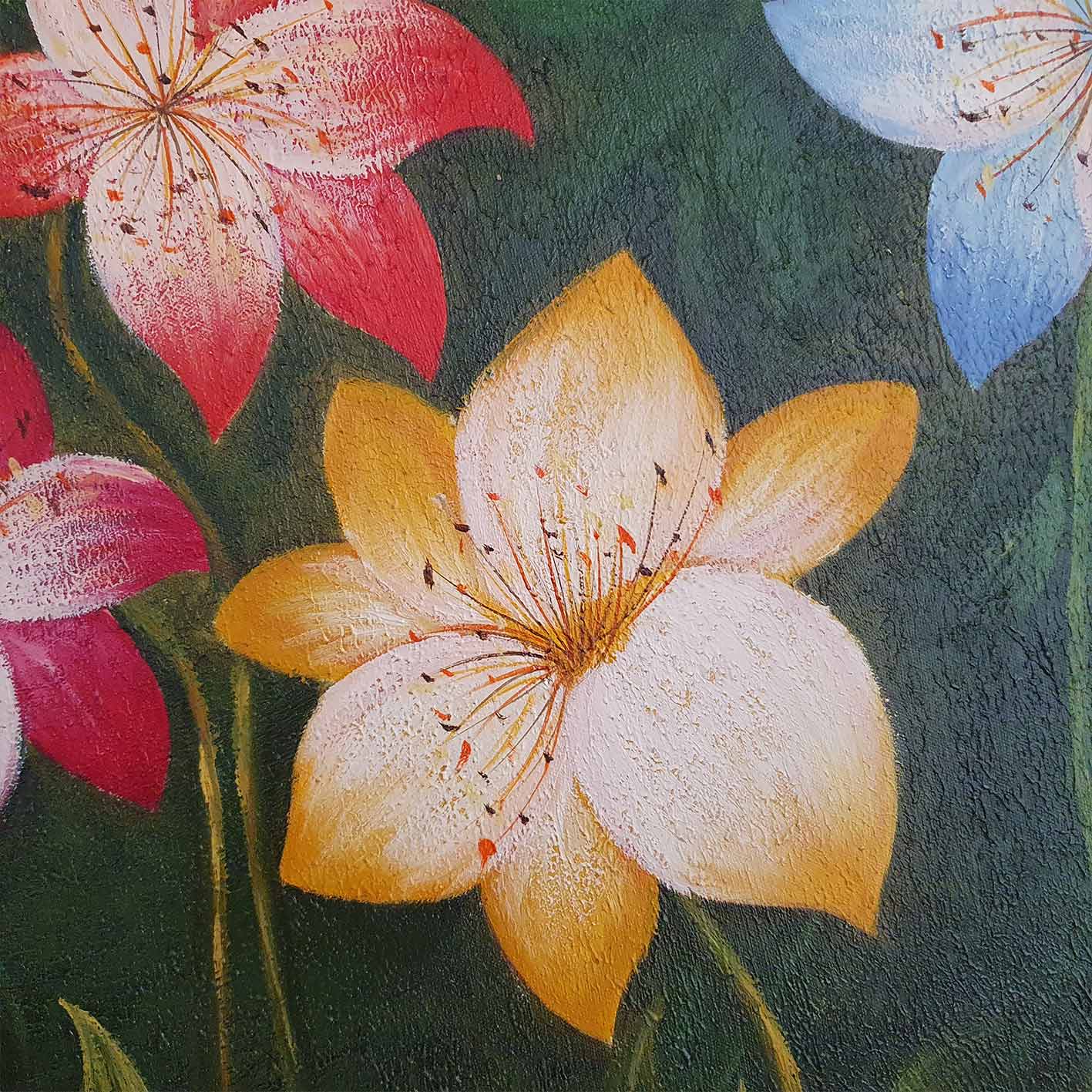 Cuadro Oleo Lienzo Jardin Flores 50x60 cm [2 piezas] Texturas