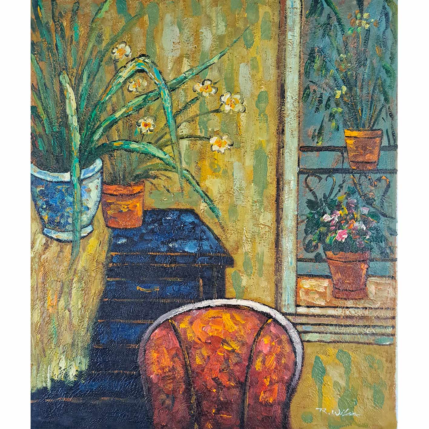 Cuadro Macetas Escaleras 50x60 cm