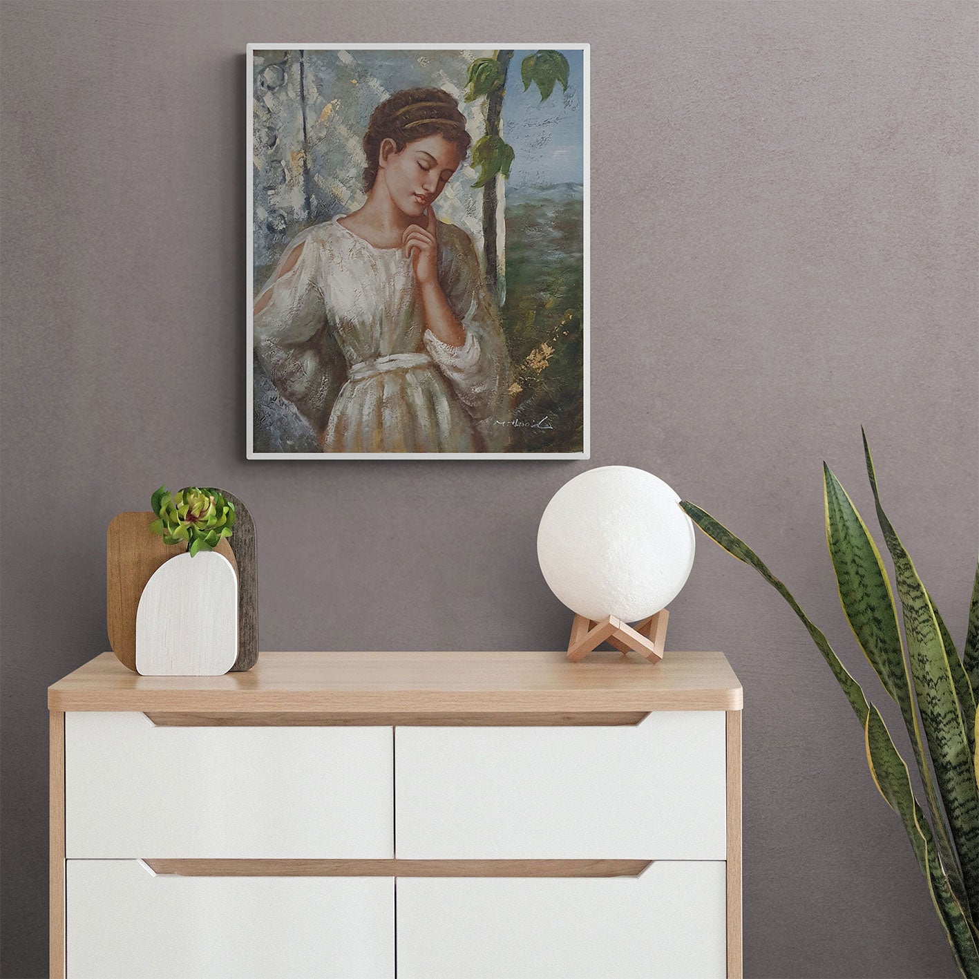 Cuadro Mujer Pensativa 50x60 cm