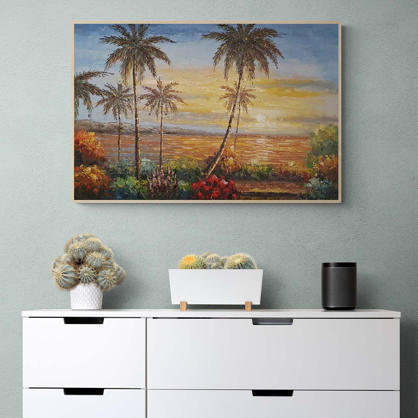 Cuadro Palmeras Atardecer 90x60 cm