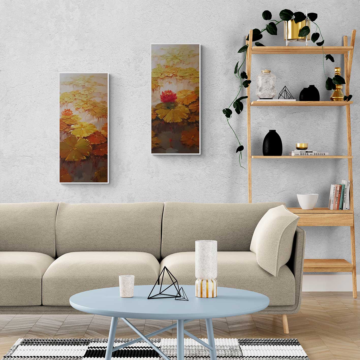 Cuadro Pareja Nenufares 40x90 cm [2 piezas]