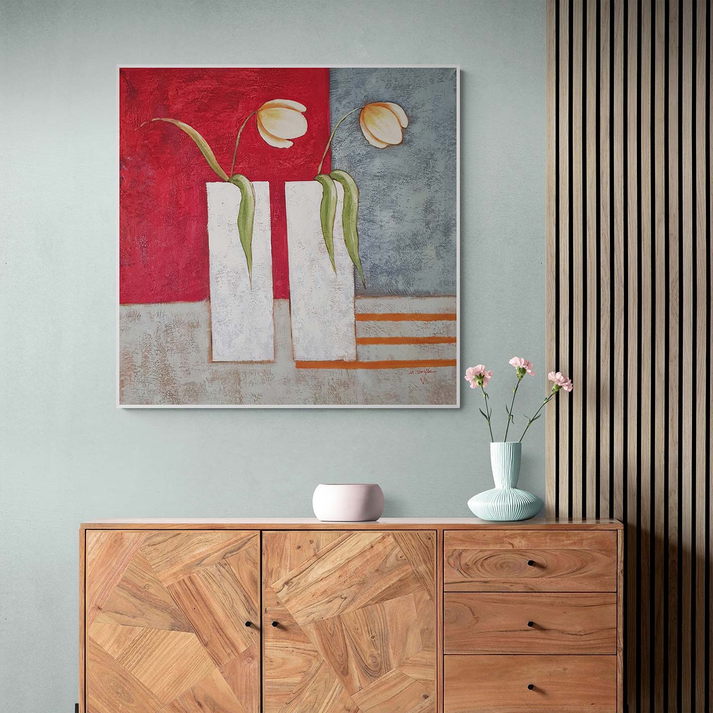 Cuadro Pintura Floral 100x100 cm