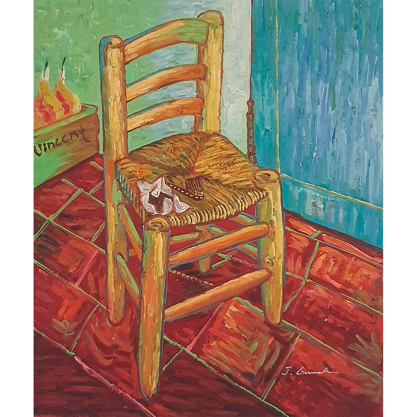 Cuadro Oleo Lienzo  Silla Van Gogh 60X50 cm