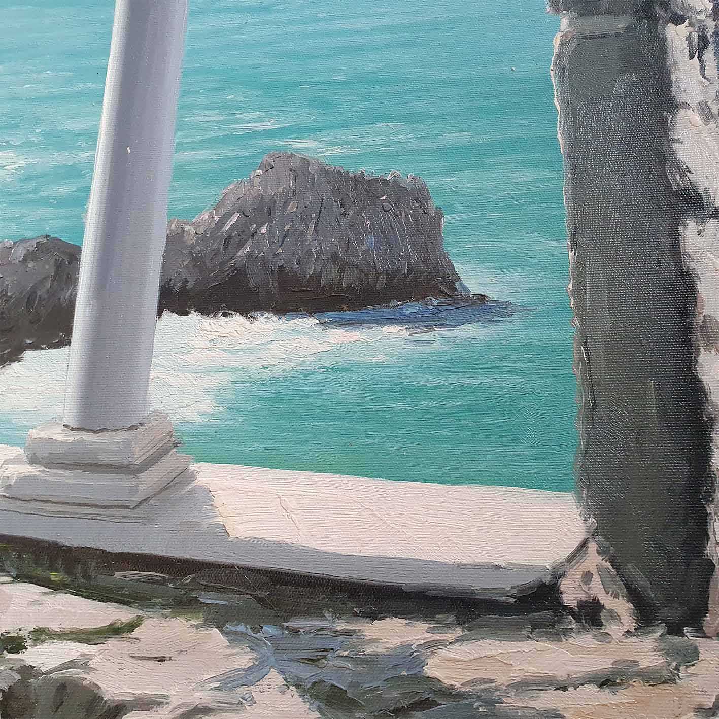 Cuadro Ventana Mar y Roca 80x100 cm