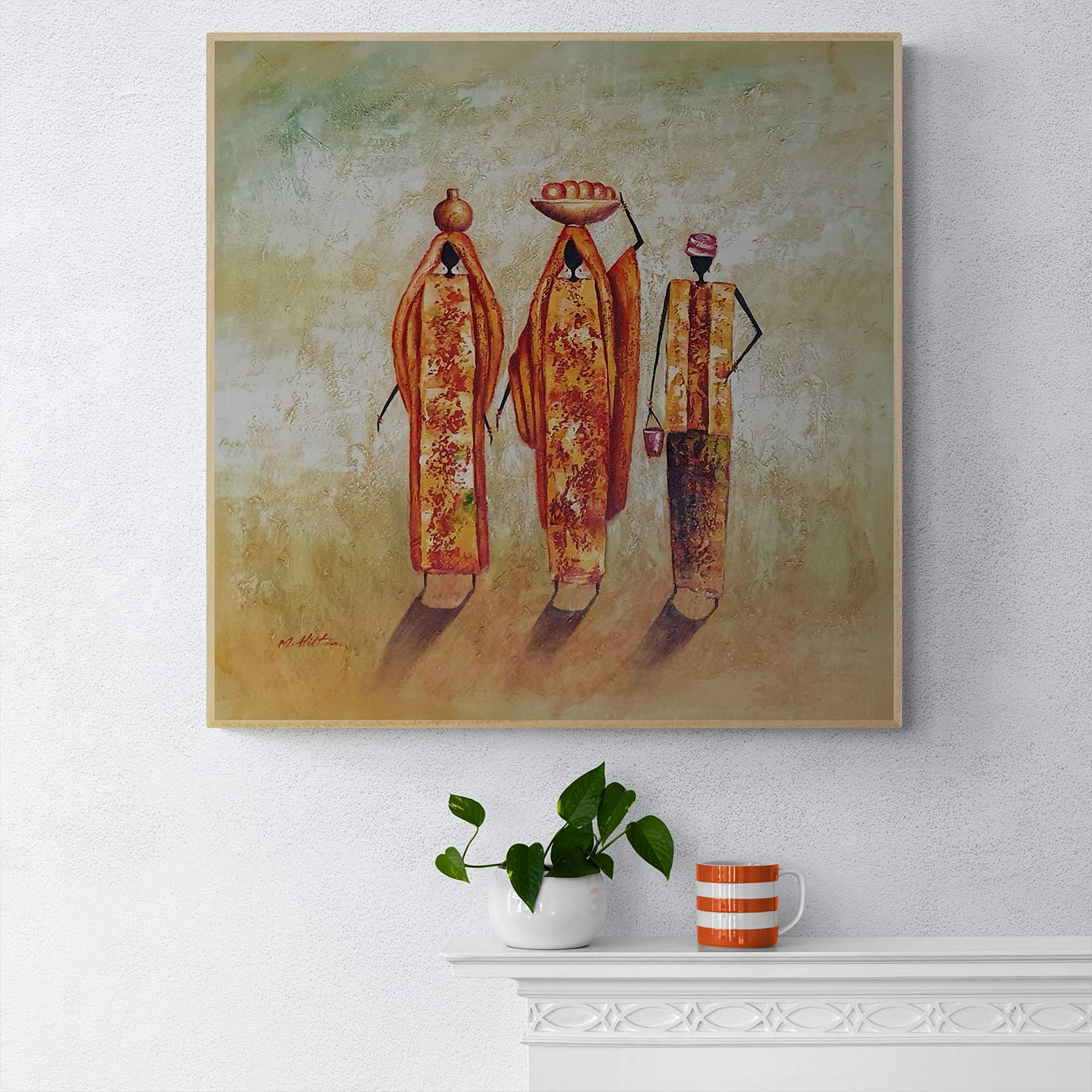 Cuadros Oleo Lienzo Mujeres Africanas 80x80 cm