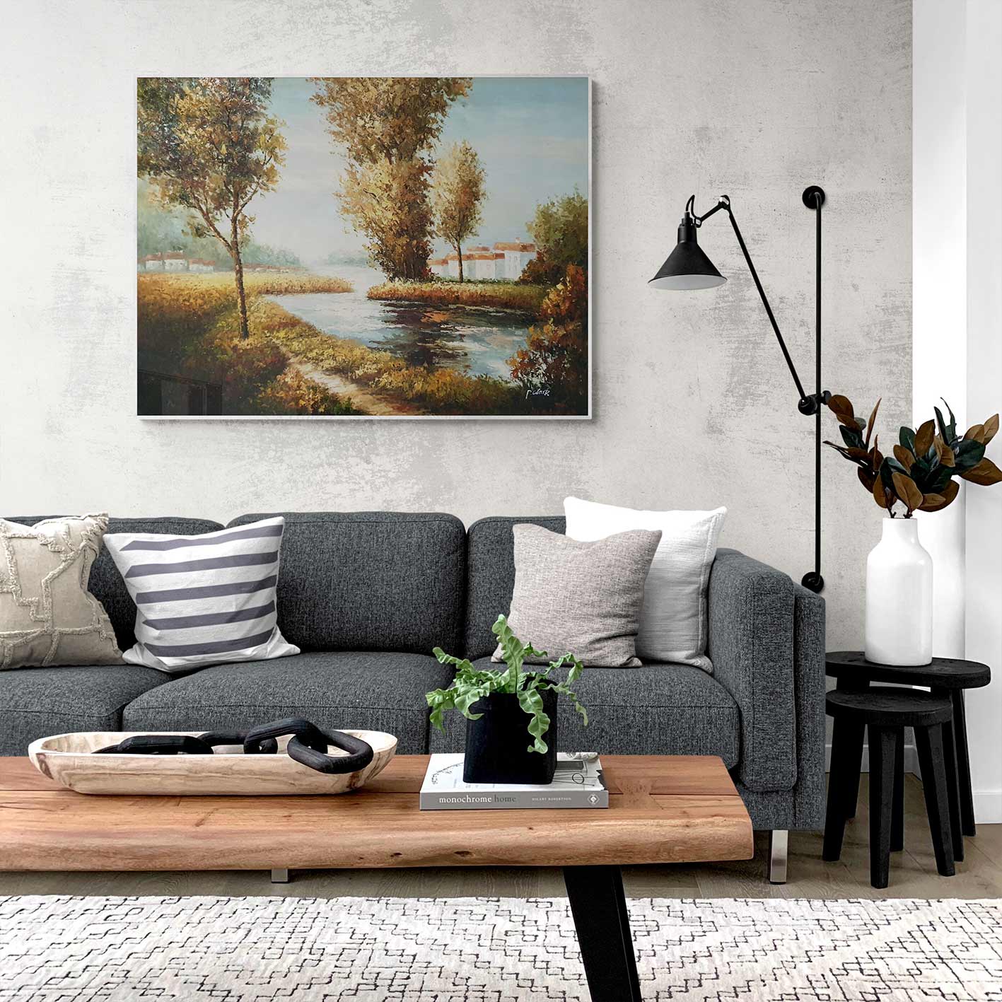Cuadro Paisaje Rio y Arboles 120x90 cm