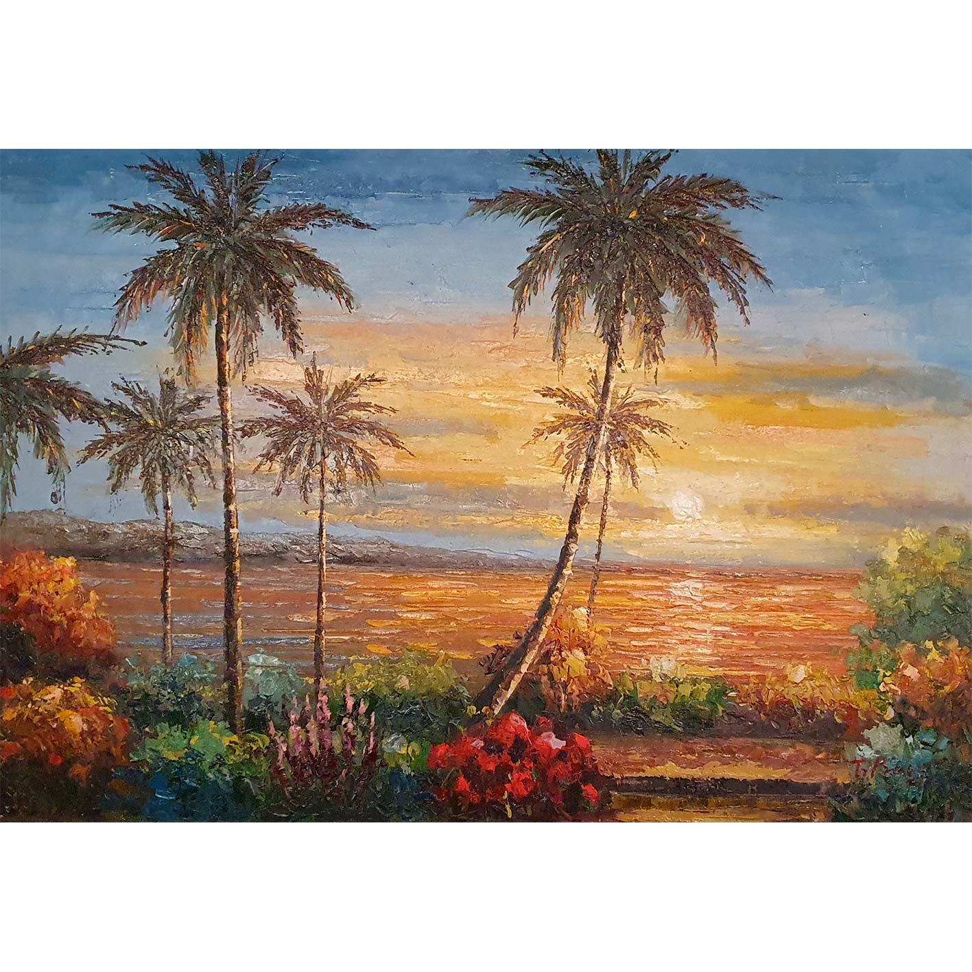 Cuadro Palmeras Atardecer 90x60 cm
