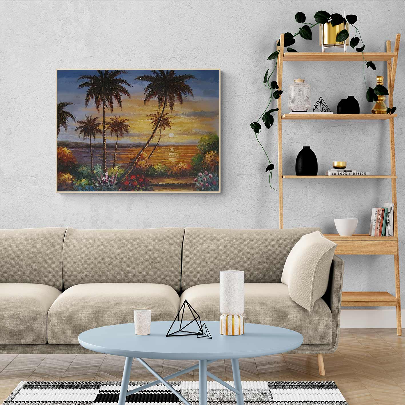 Cuadro Playa Con Palmeras 120x90 cm