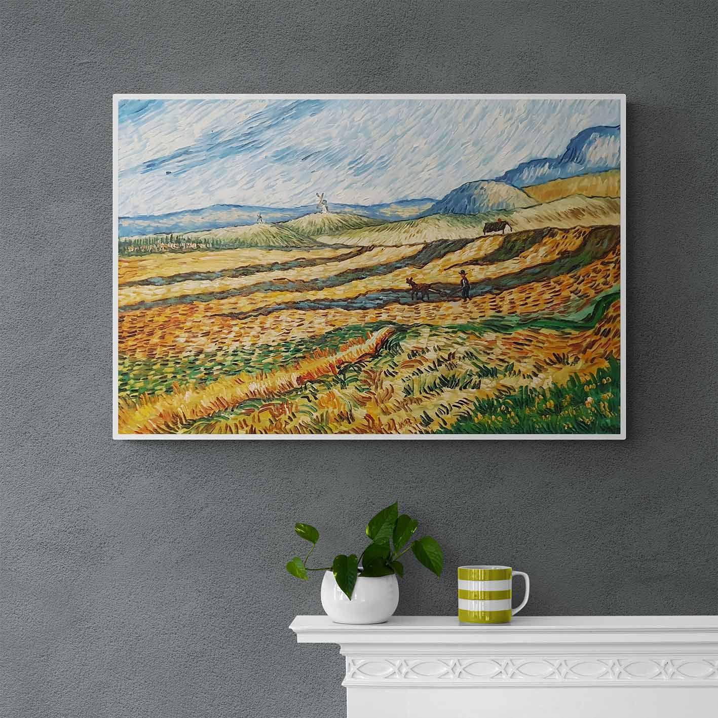 Cuadro Van Gogh Campo con Labrador y Muele 90x60 cm