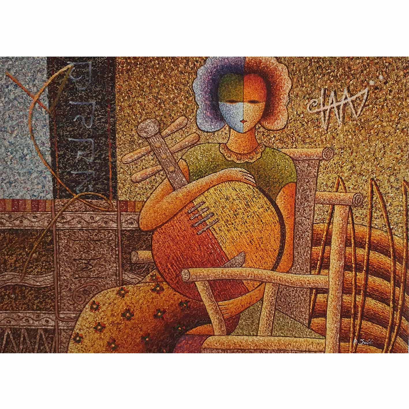 Cuadro guitarra gente  120x90 cm