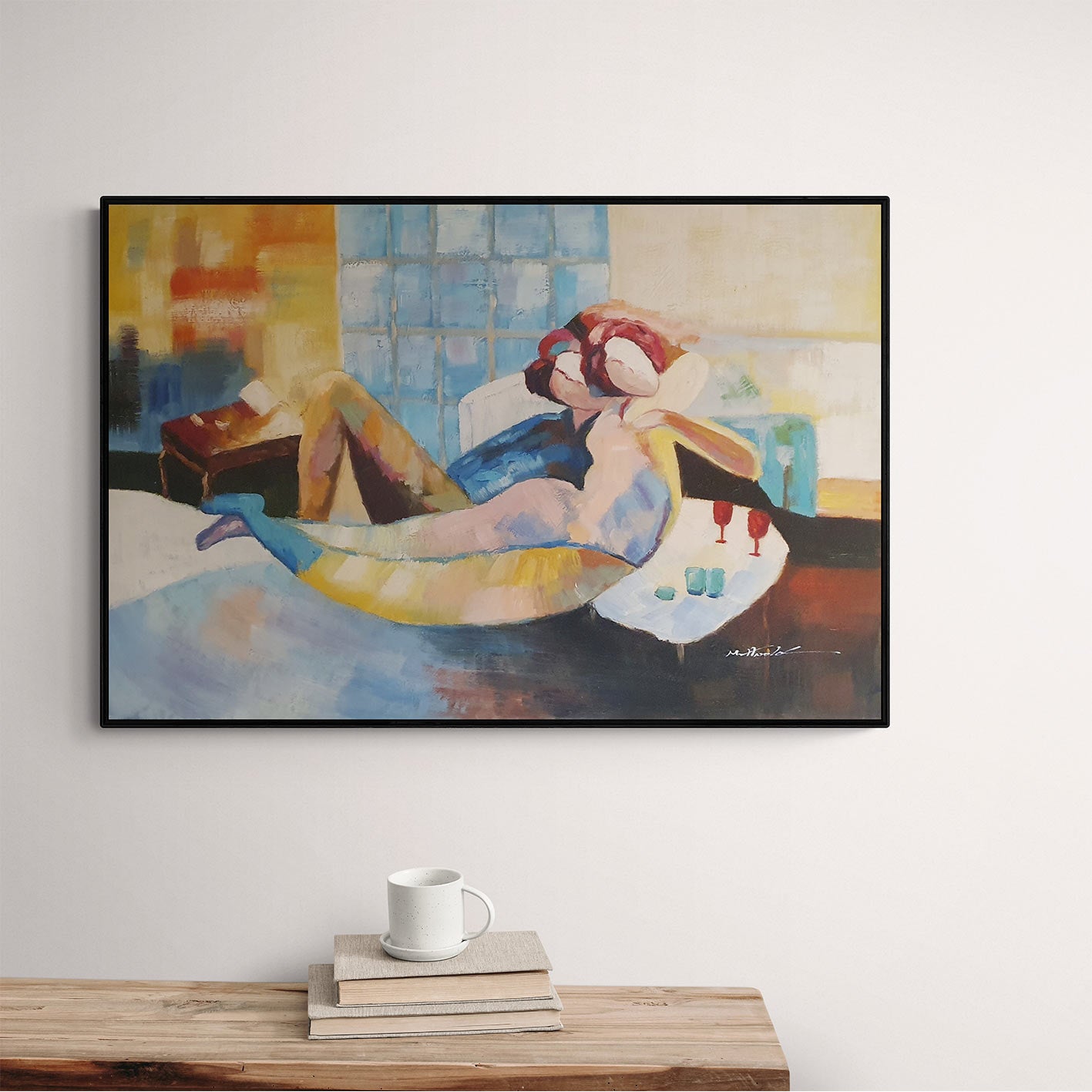 Cuadro Pareja Dos Copas 90x60 cm