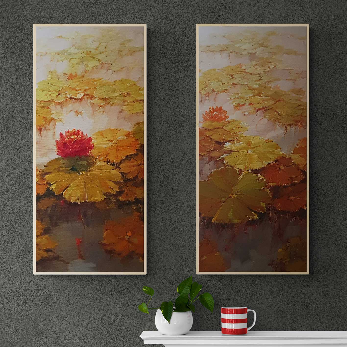Cuadro Pareja Nenufares 40x90 cm [2 piezas]