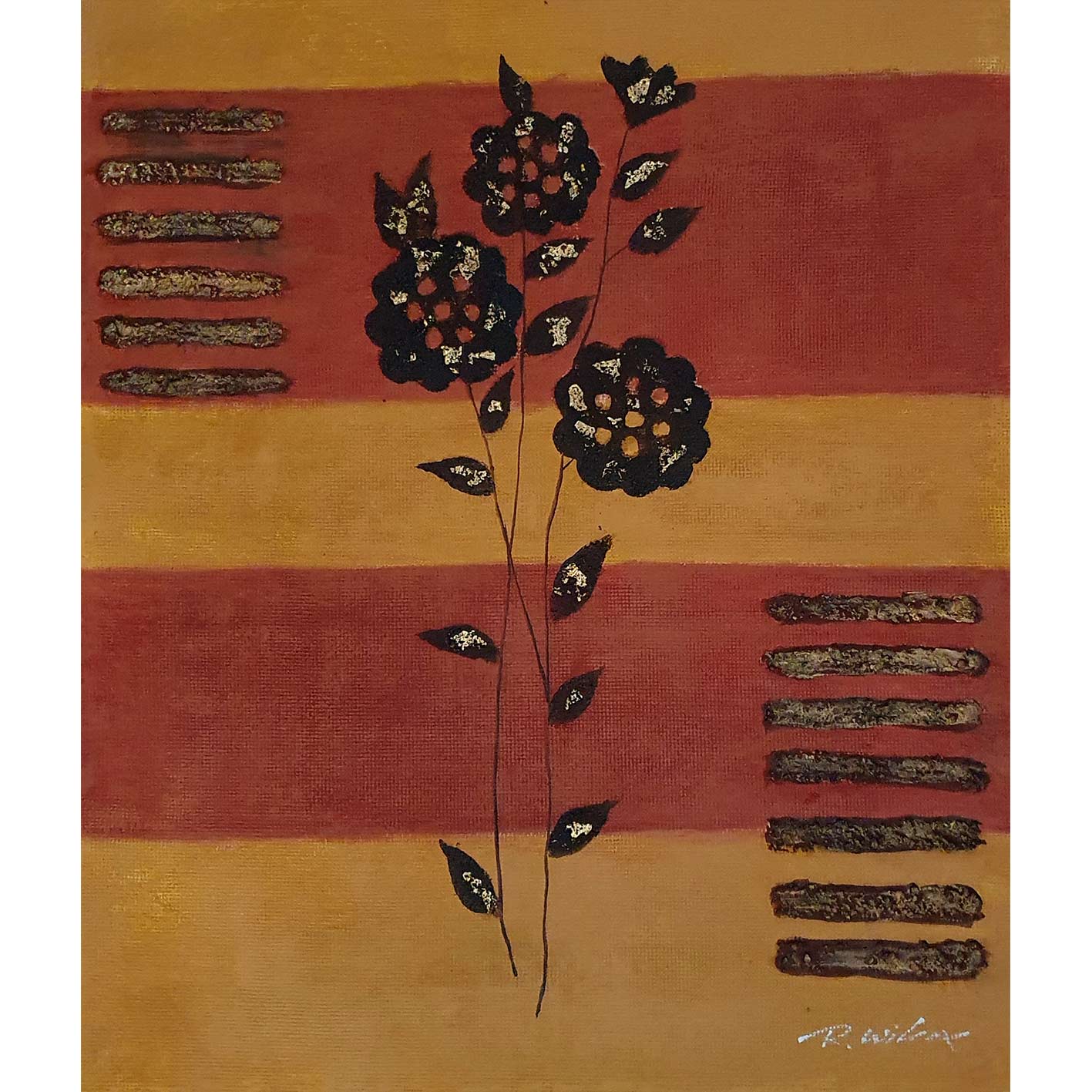 Cuadro Diptico Flor Dorada  50x60 cm [2 piezas]