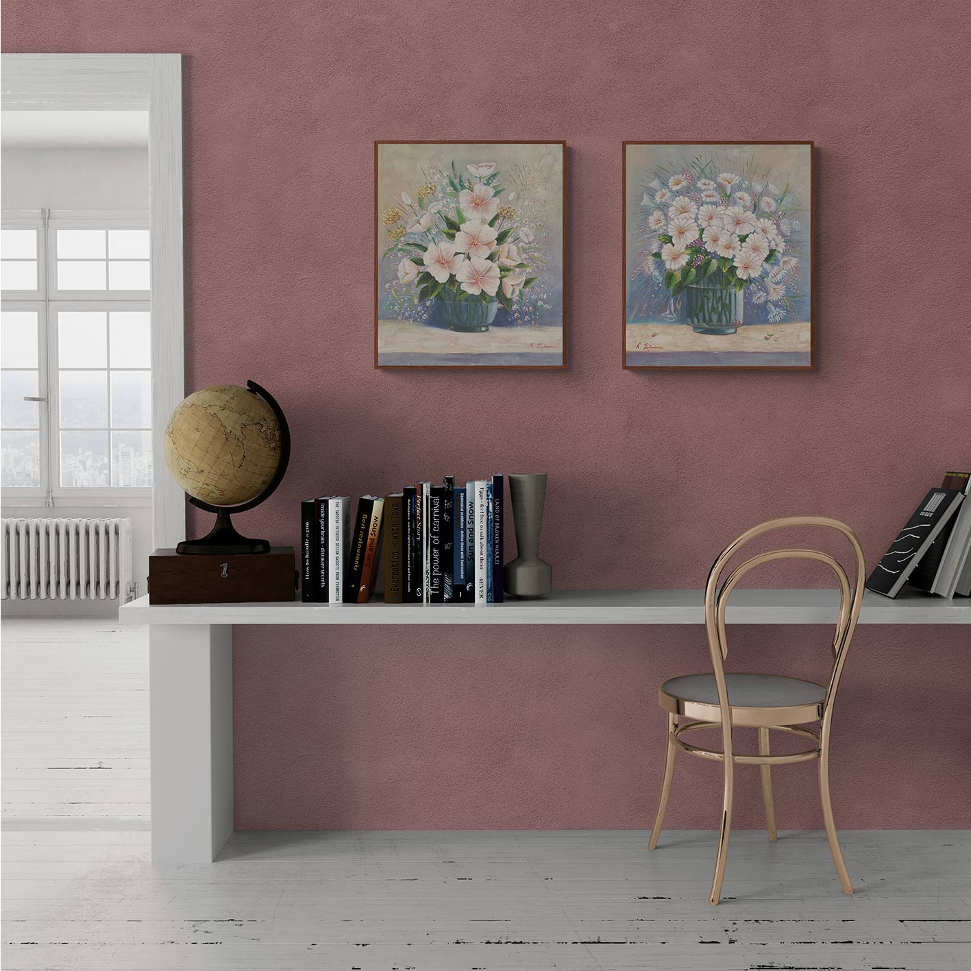 Cuadro Diptico Flores Claras  50x60 [2 piezas]