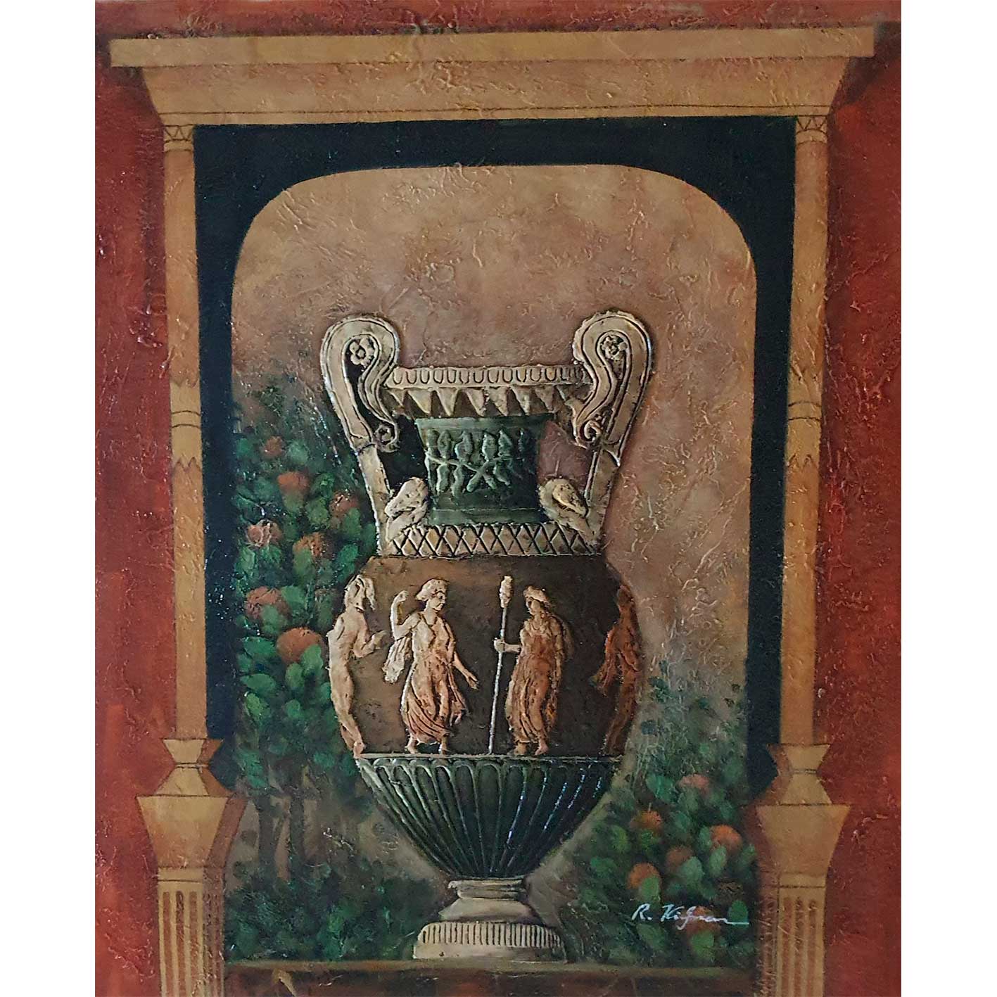Cuadro Diptico Jarron Relieve I  50X60 cm [2 piezas]