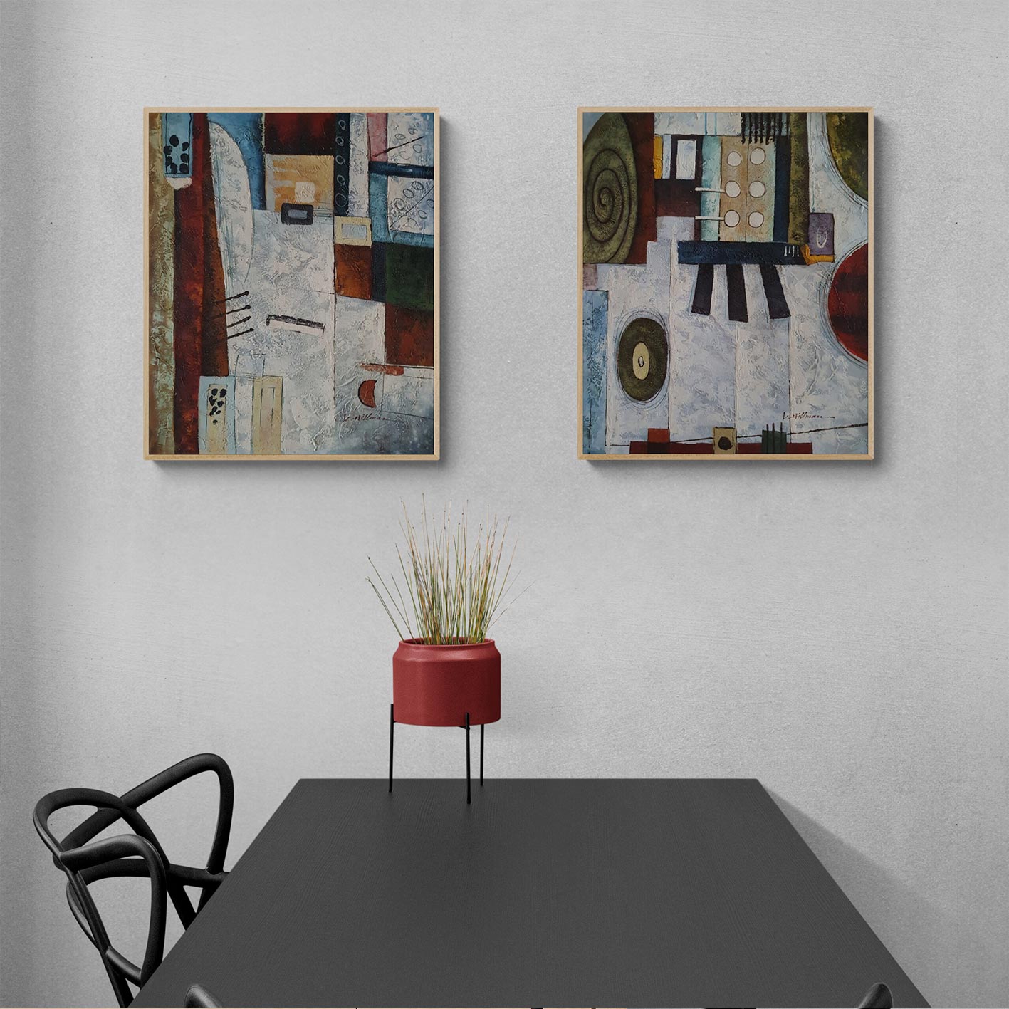 Cuadro Diptico Musical Abstracto 50X60 cm [2 piezas]