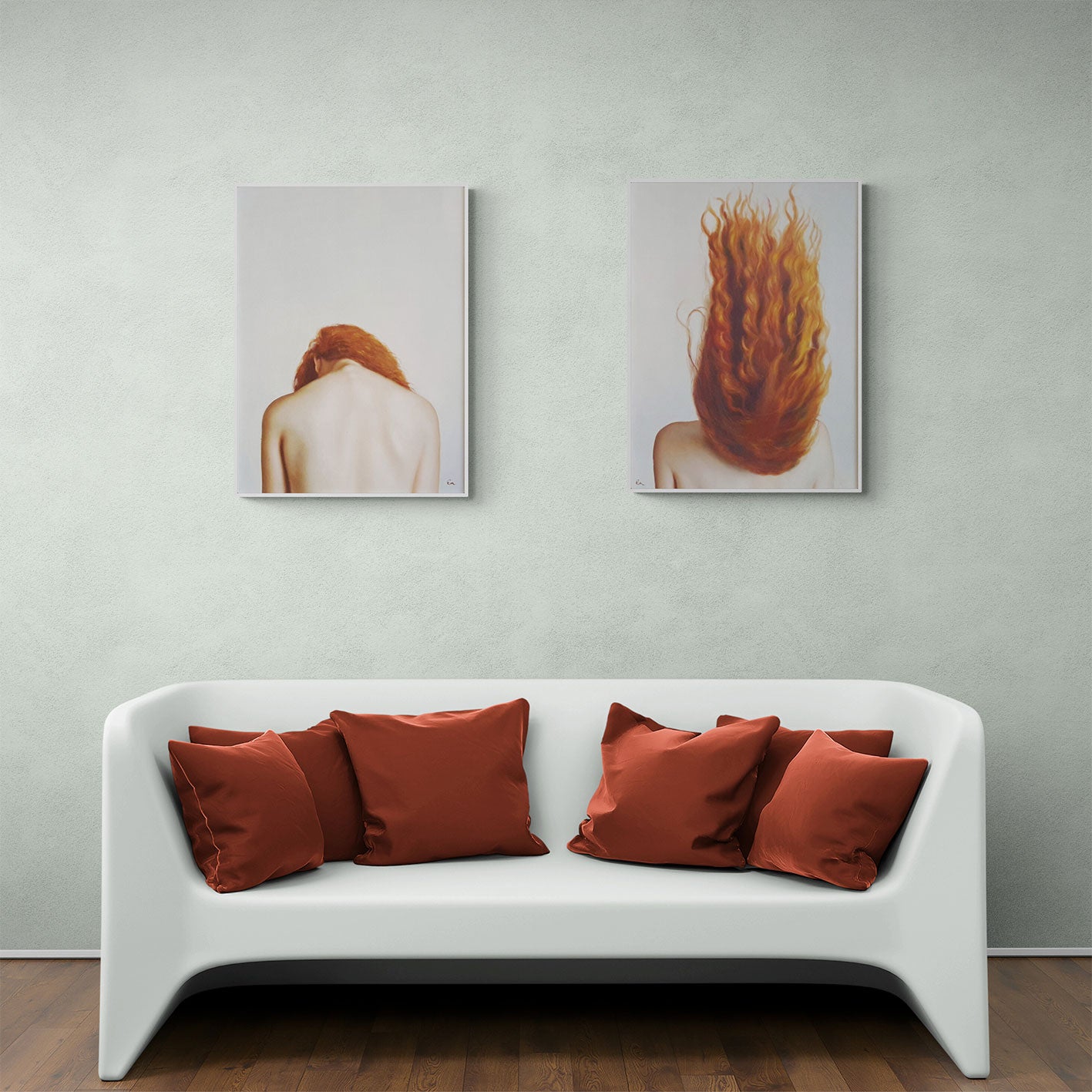 Cuadro Diptico Pelirroja 60x80 cm [2 Piezas] Texturas