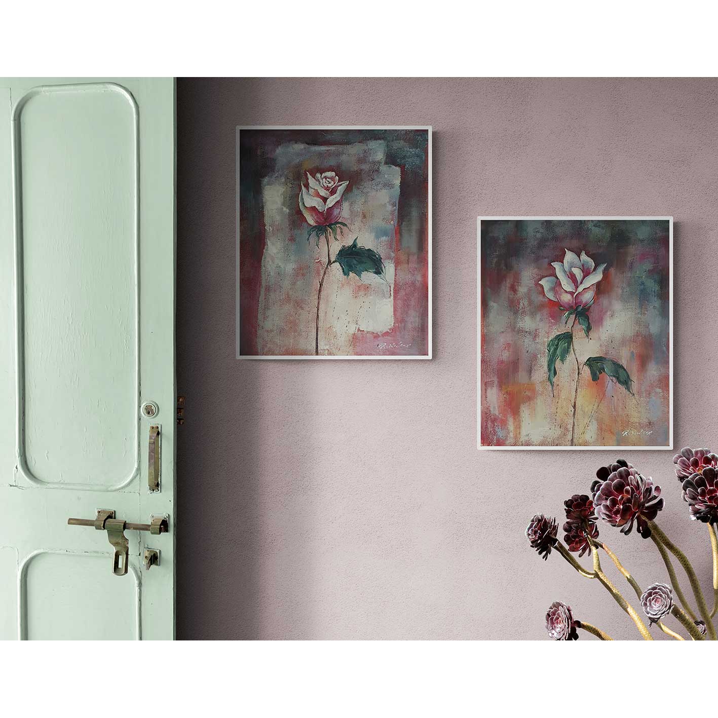 Cuadro Diptico Rosas 50X60 cm [2 piezas]