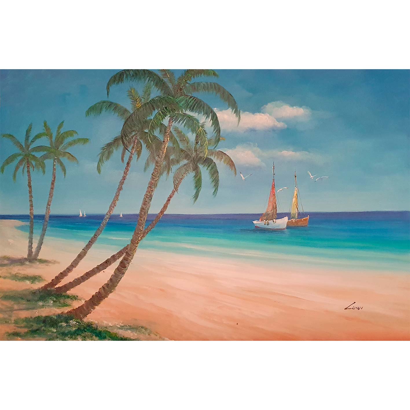 Cuadro Marina Palmeras 90x60 cm