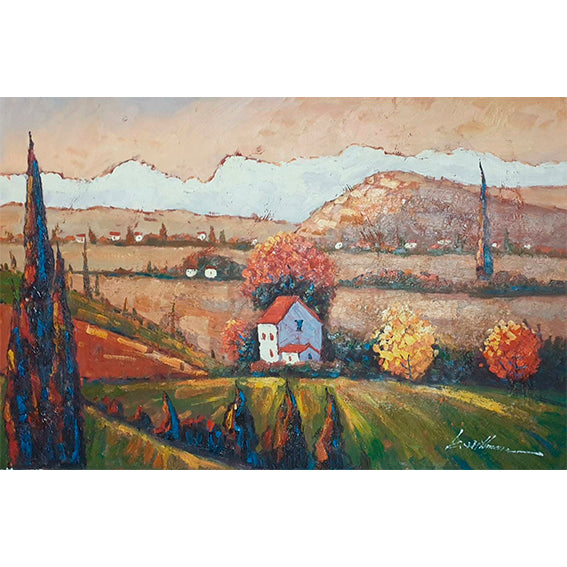 Cuadro Paisaje Pueblo Rural 90x60 cm