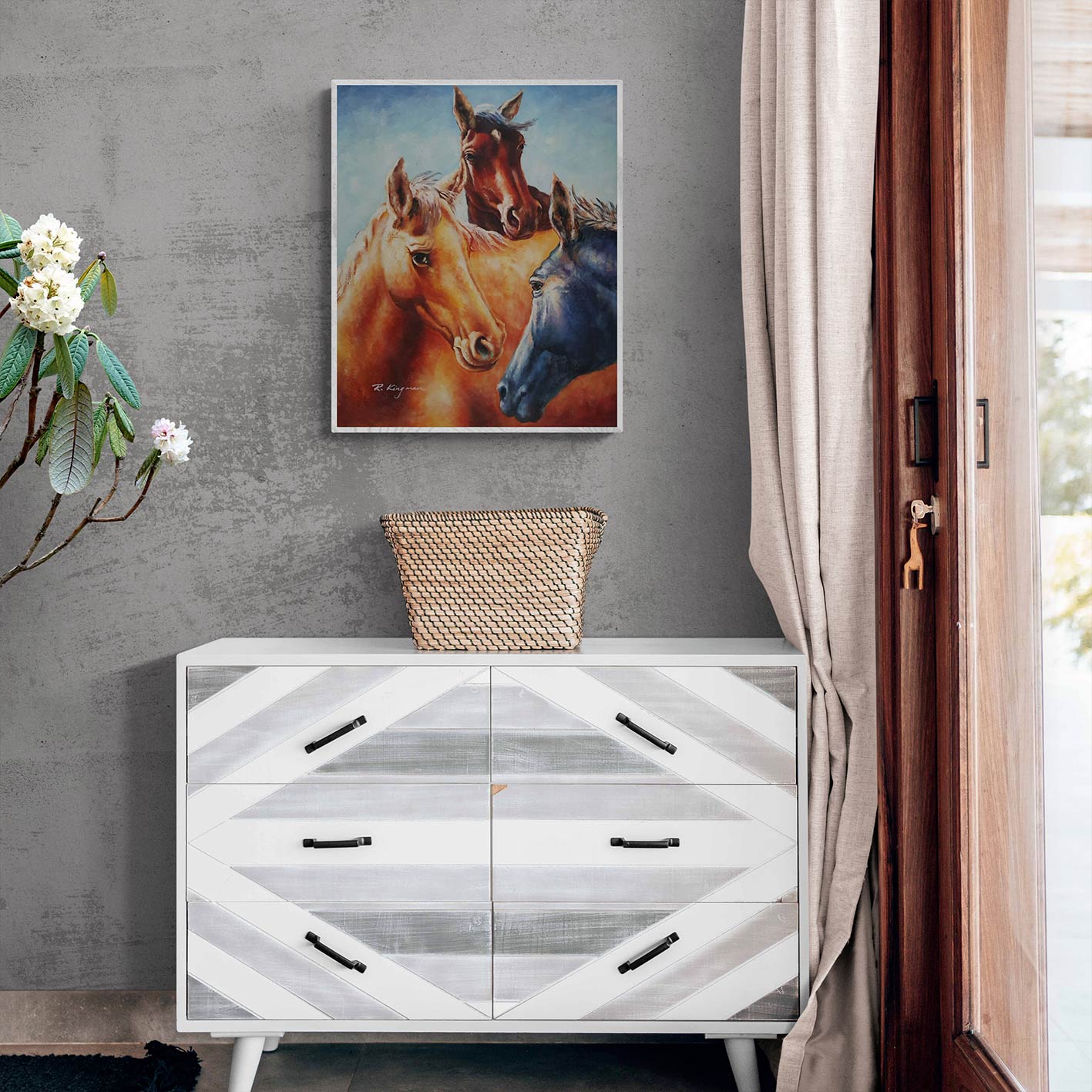 Cuadro decorativo de animales para hogares o negocios pintado al óleo