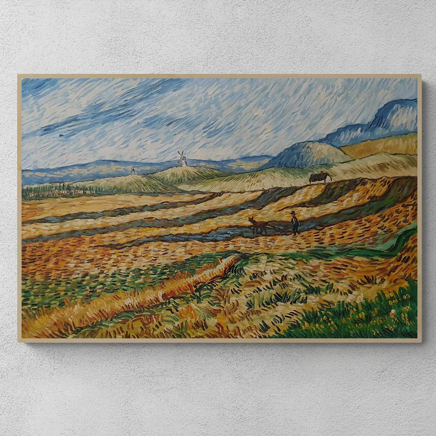 Cuadro Van Gogh Campo con Labrador y Muele 90x60 cm