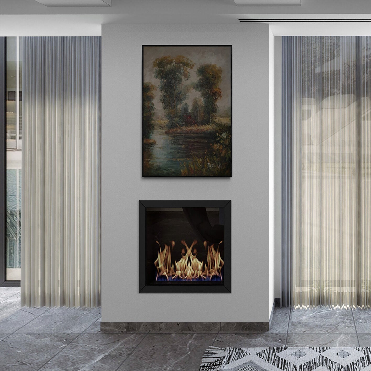 Cuadro decorativo de paisaje realista pintado a mano al óleo