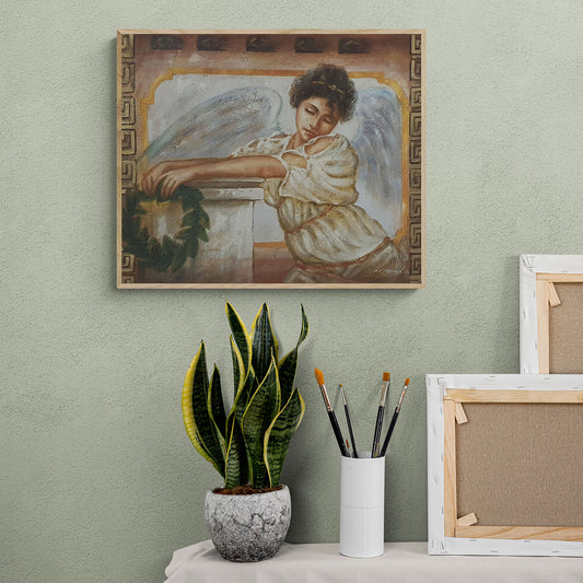 Cuadro al Oleo Mujer Angel 60x50 cm